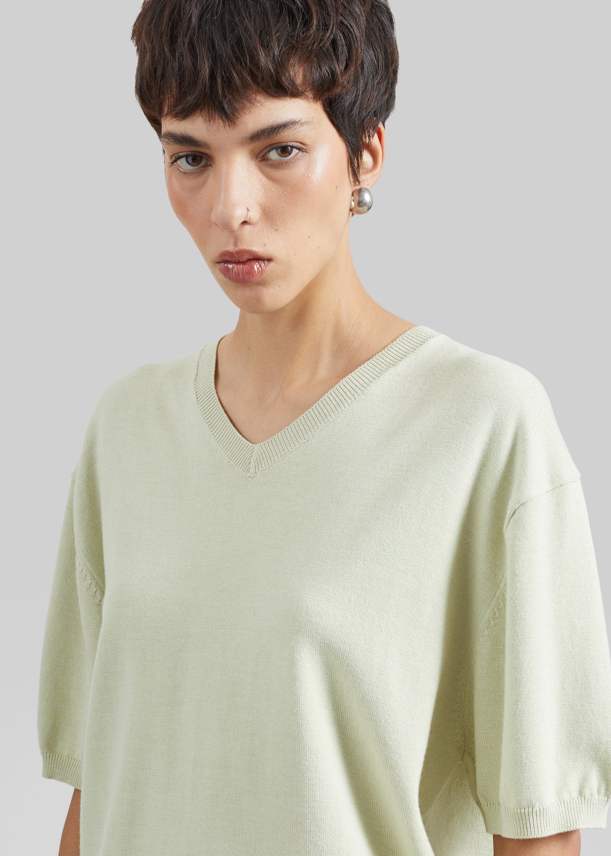 Ornan V-Neck Knit Pullover - Sage - 3