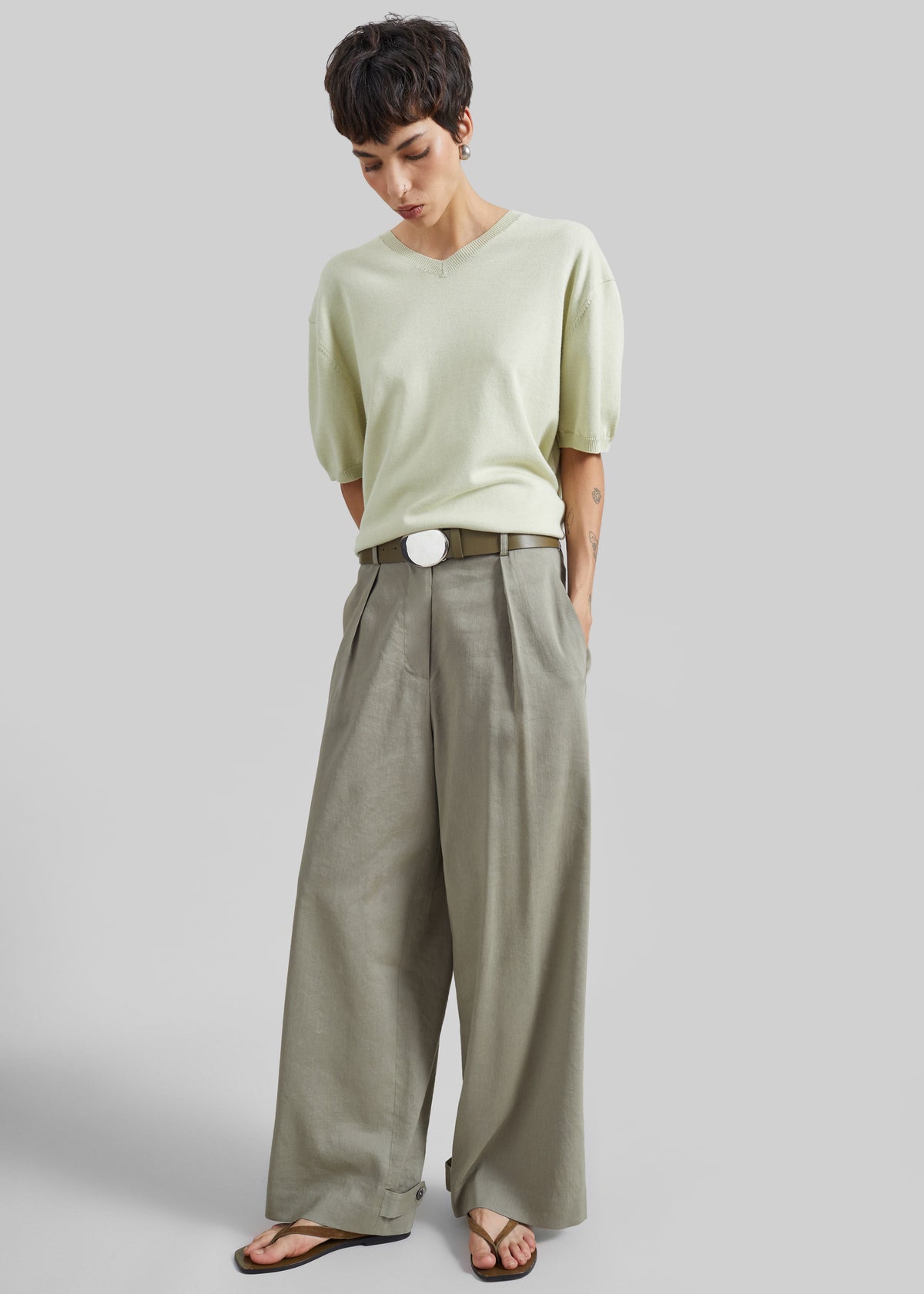 Ornan V-Neck Knit Pullover - Sage - 5