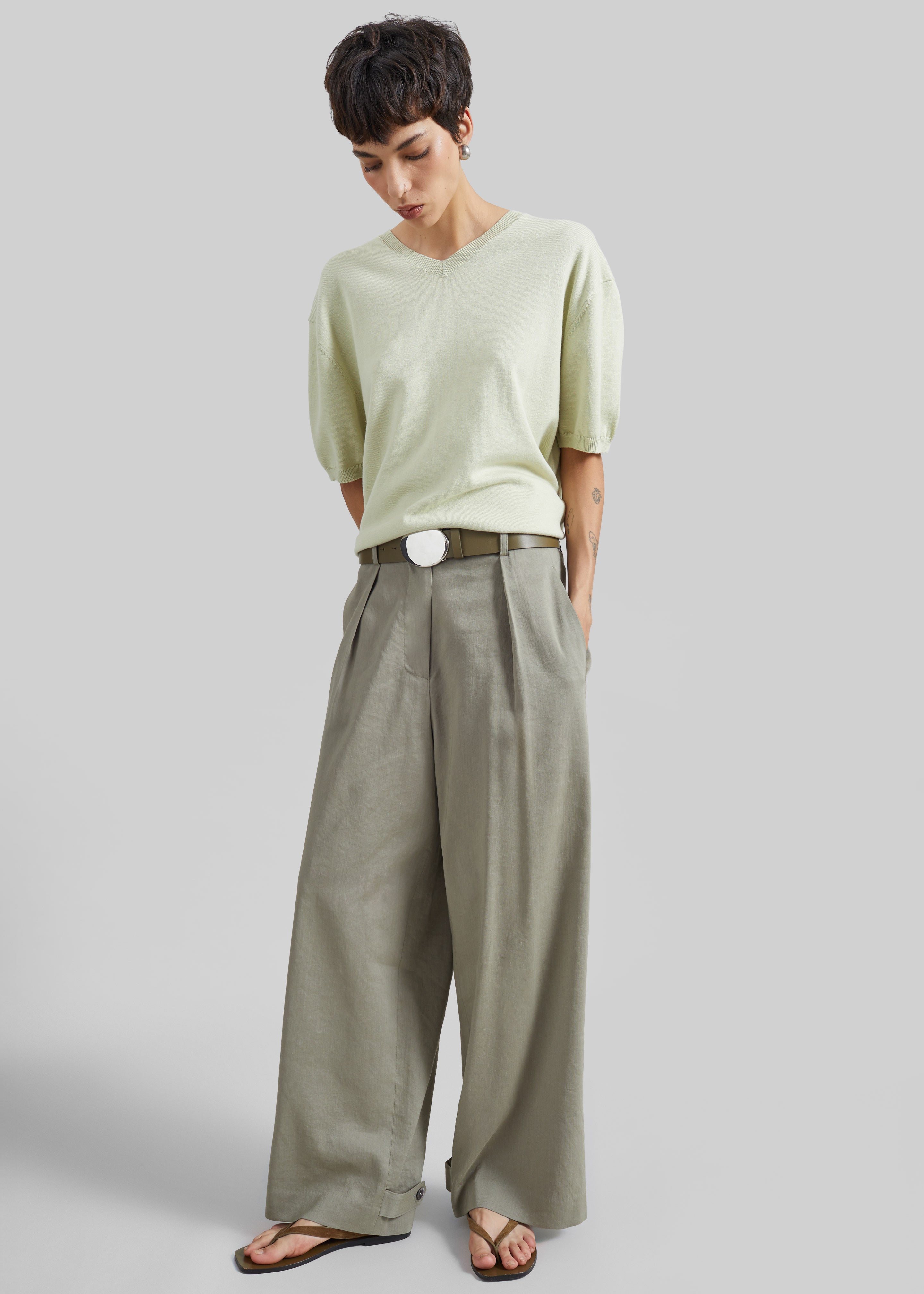 Ornan V-Neck Knit Pullover - Sage - 5