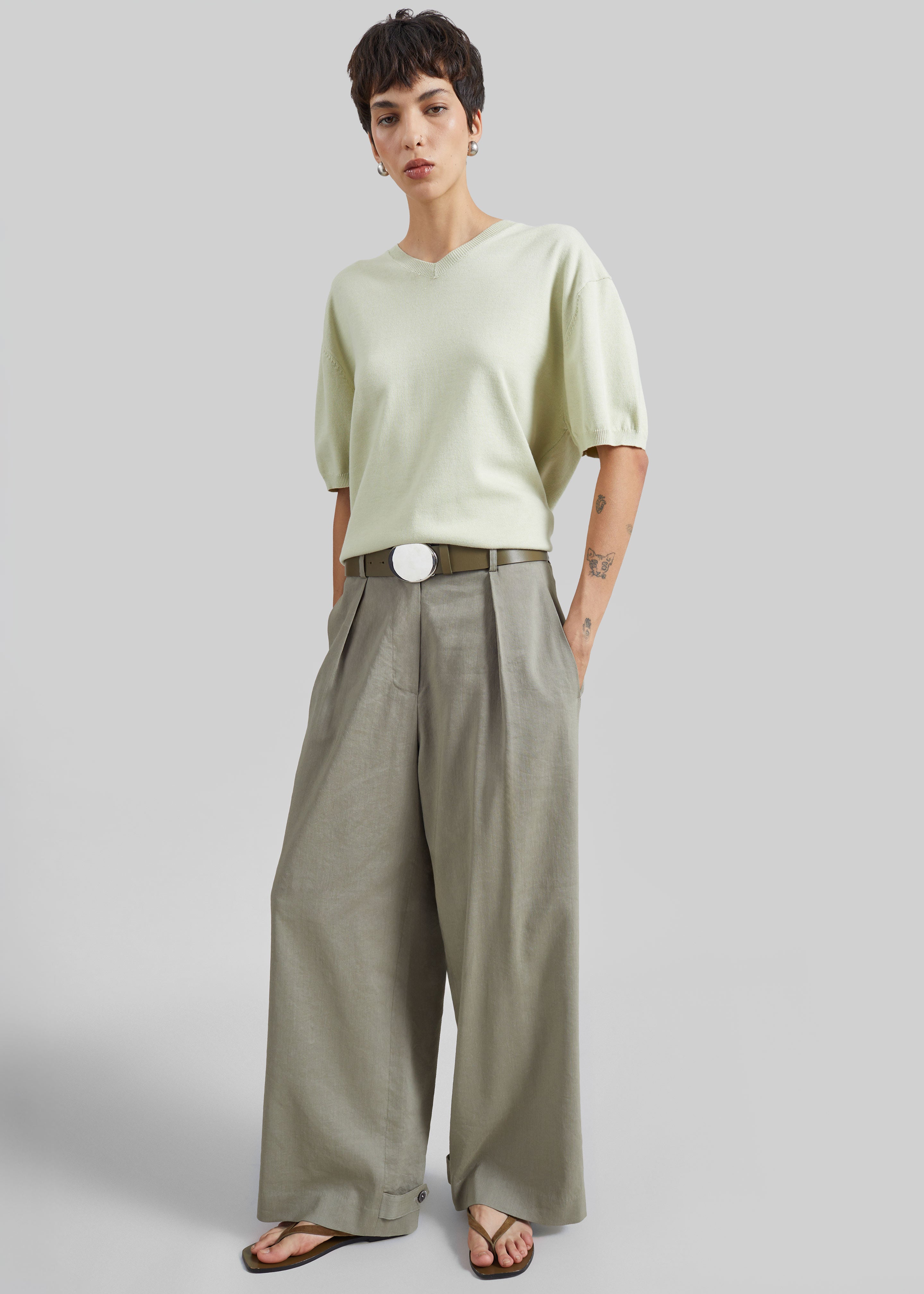 Ornan V-Neck Knit Pullover - Sage - 4