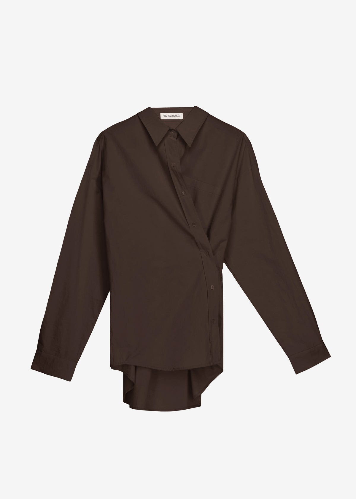 Ornella Side Button-Up Shirt - Brown - 7