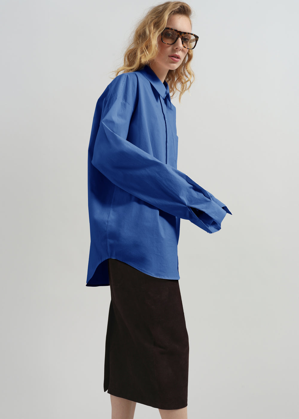 Ornella Side Button-Up Shirt - Cobalt - 1