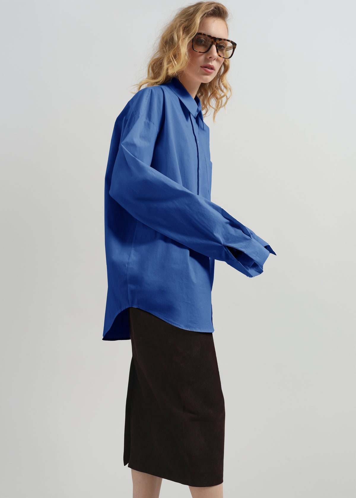 Ornella Side Button-Up Shirt - Cobalt - 2