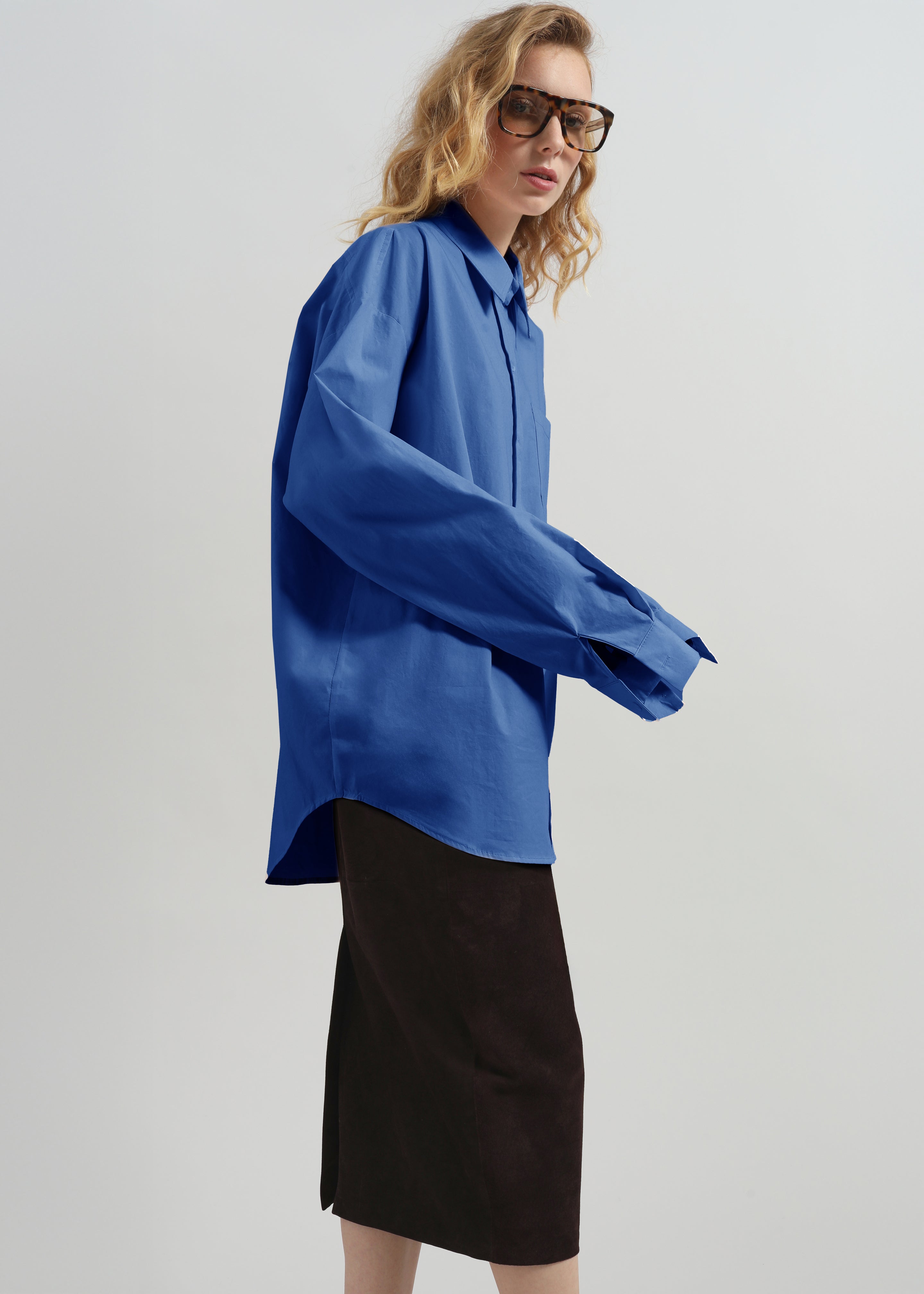 Ornella Side Button-Up Shirt - Cobalt - 2