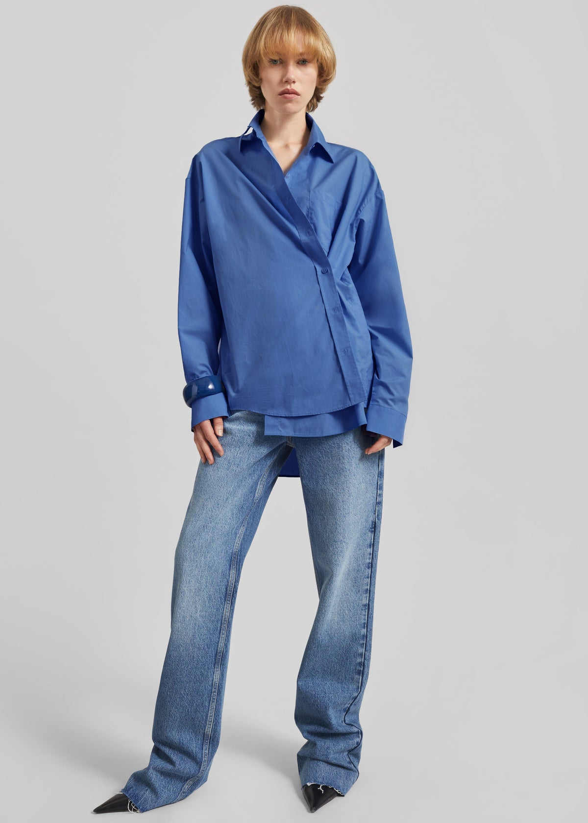 Ornella Side Button-Up Shirt - Cobalt - 1