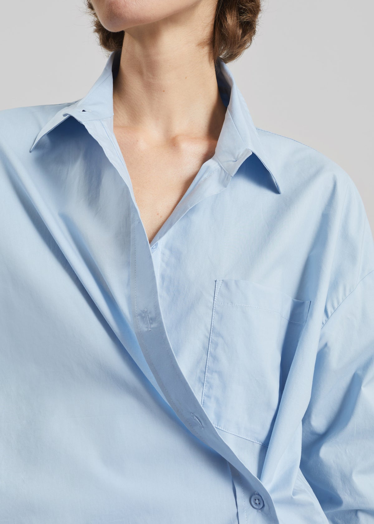 Ornella Side Button-Up Shirt - Light Blue - 3