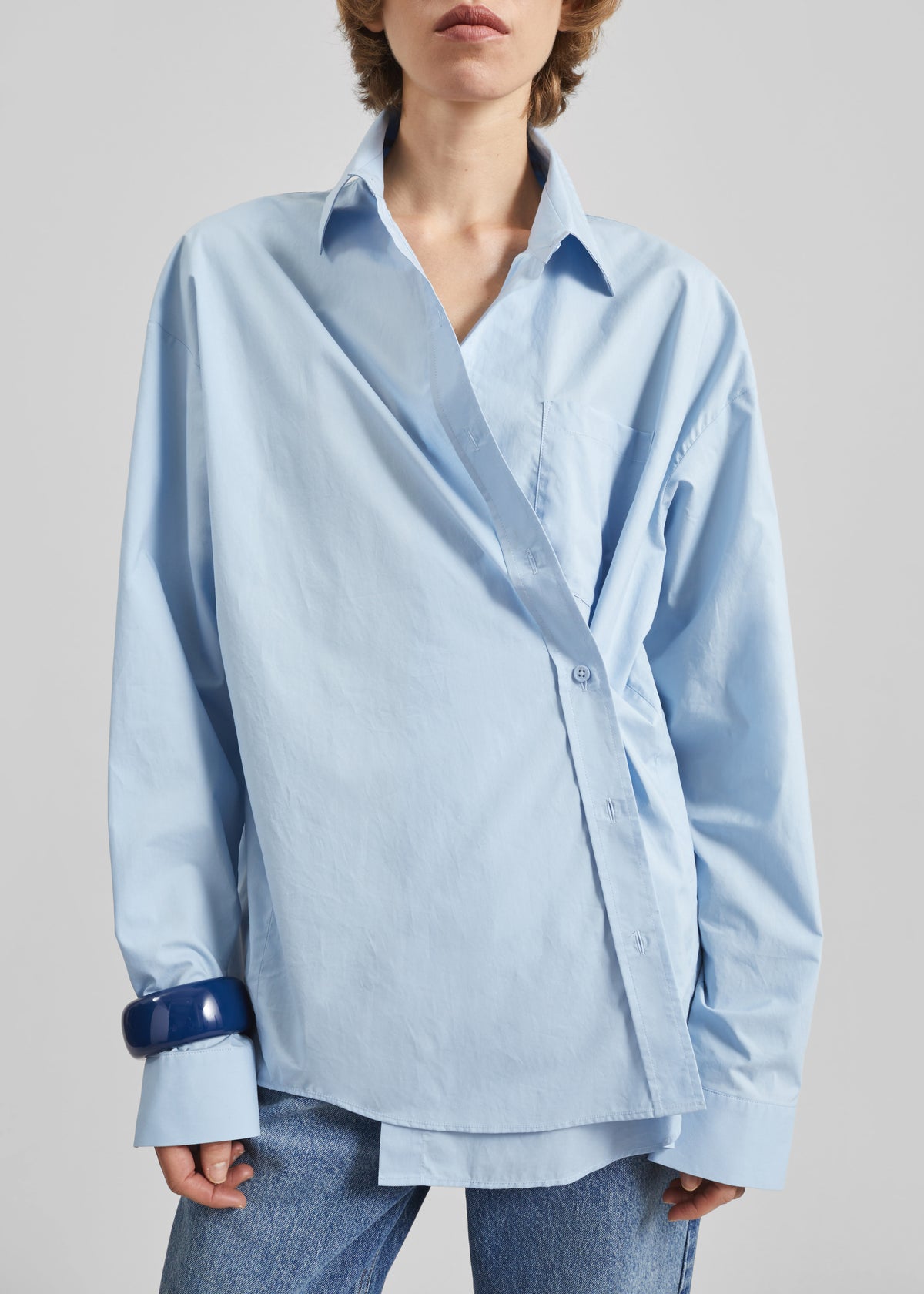 Ornella Side Button-Up Shirt - Light Blue - 6