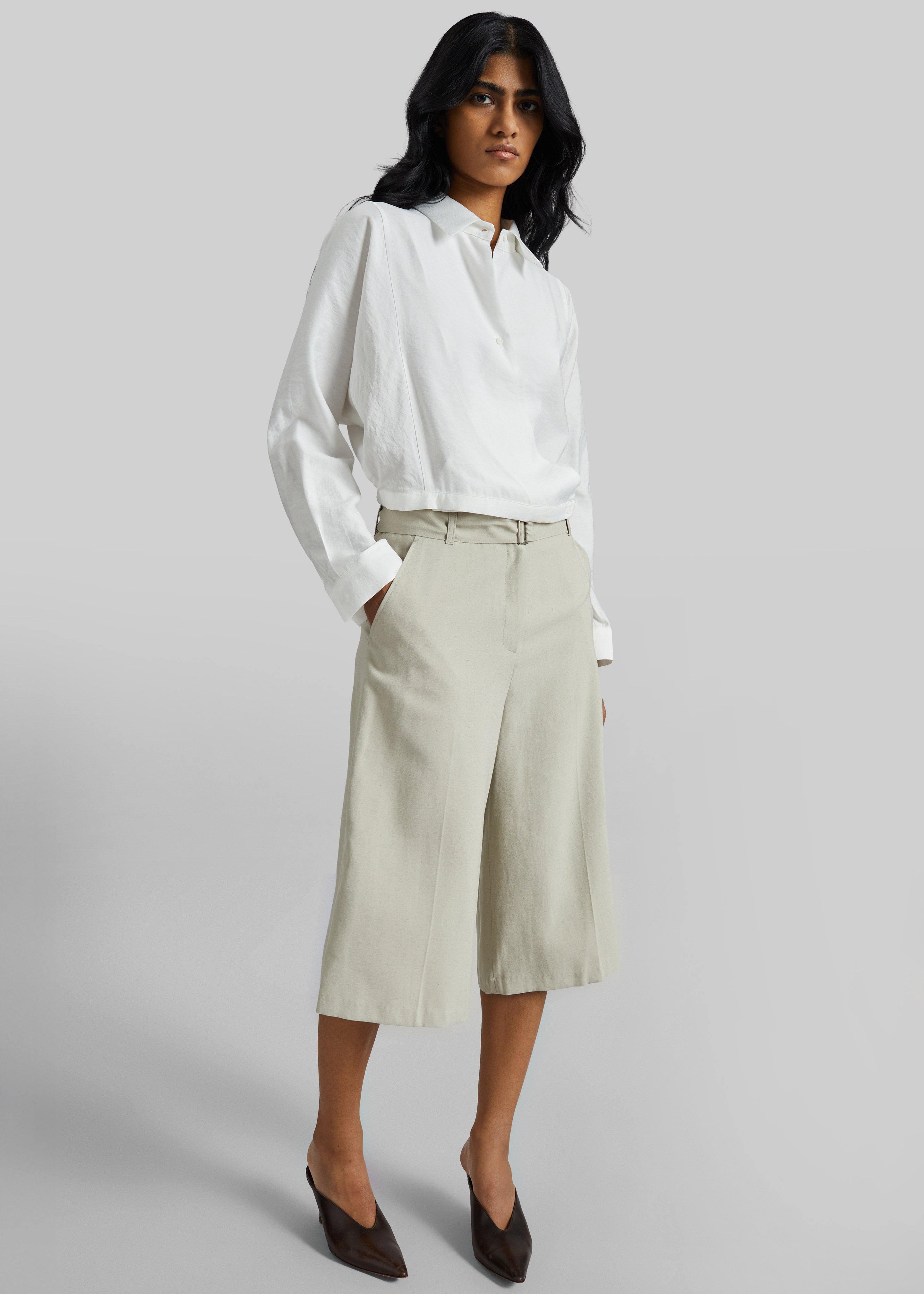 Orsel Cropped Crossover Shirt - White - 2