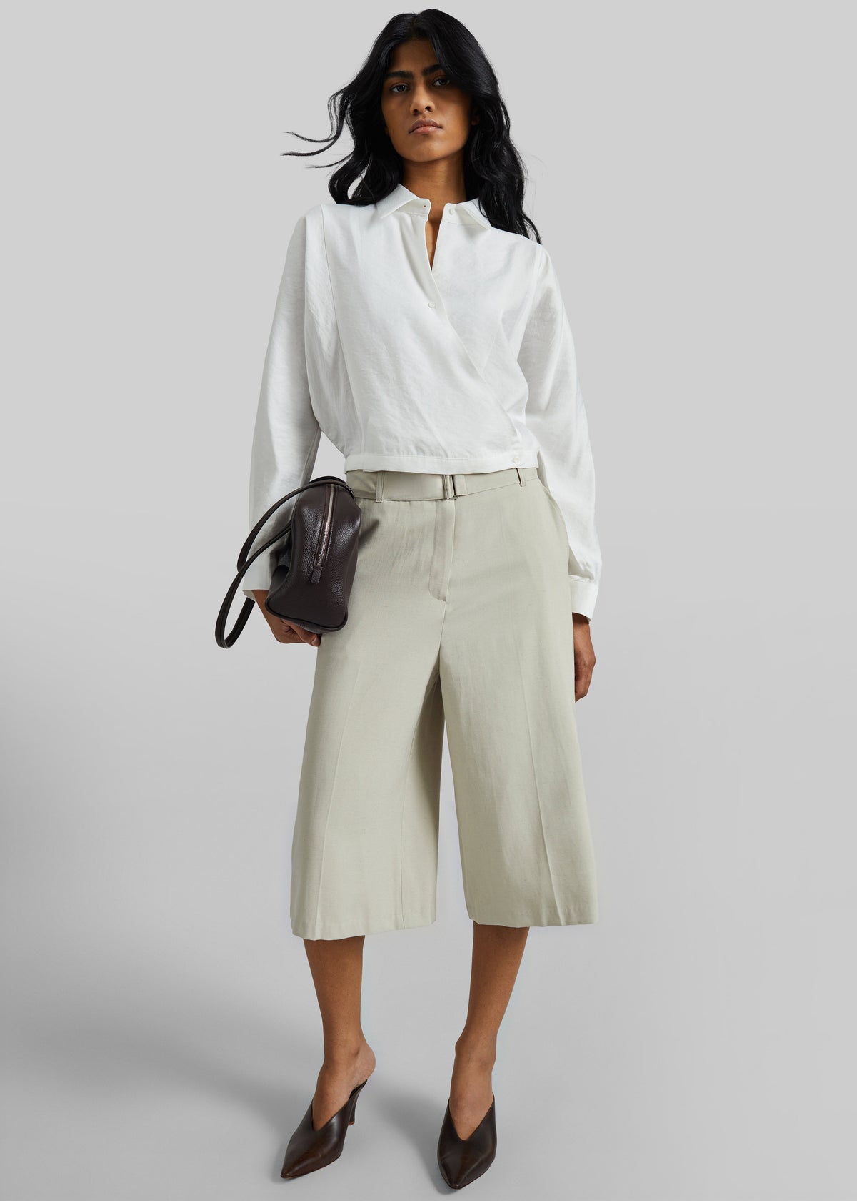 Orsel Cropped Crossover Shirt - White - 5