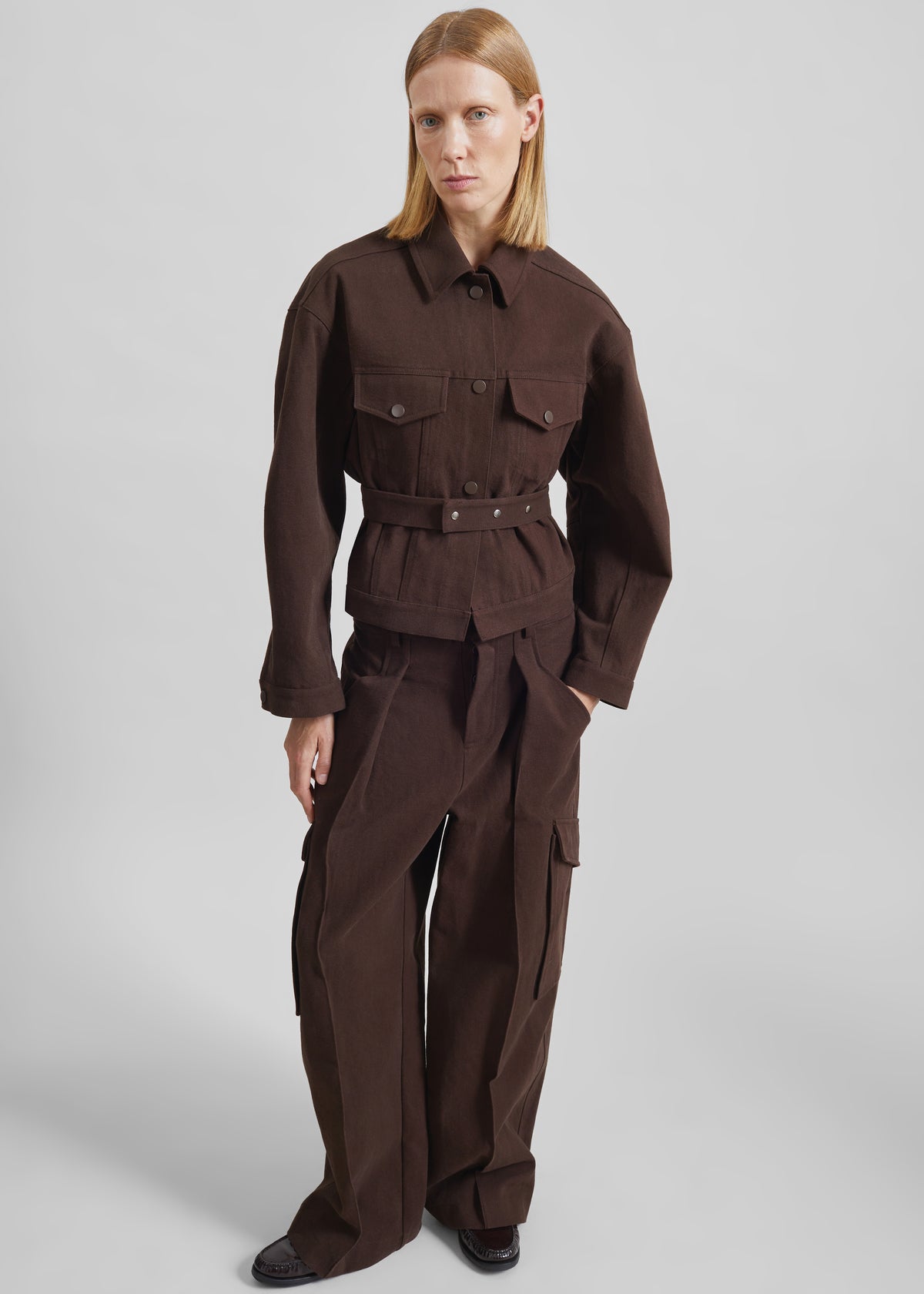 Oslo Cotton Cargo Pants - Brown - 1