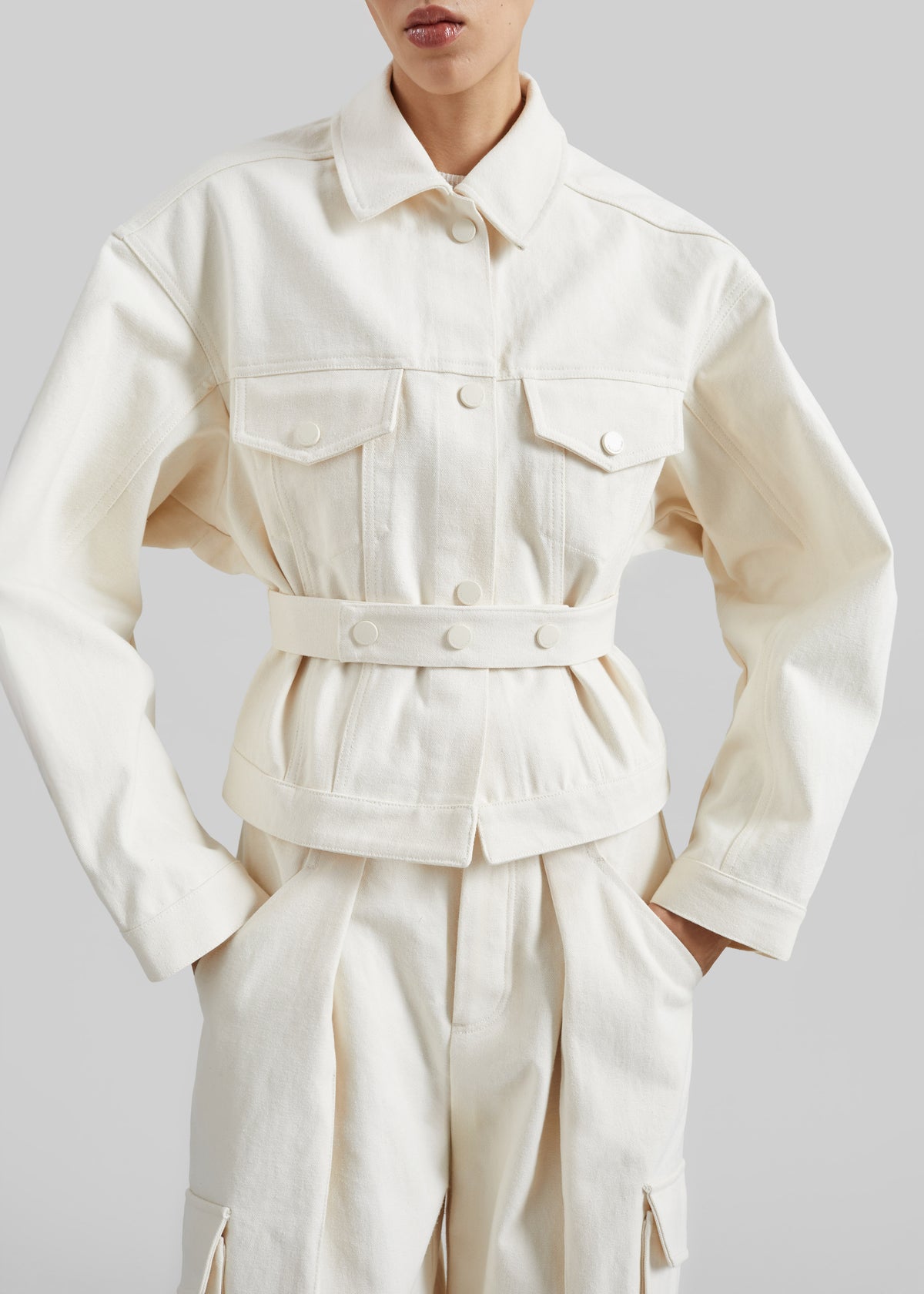 Oslo Cotton Cinched Jacket - Beige - 2