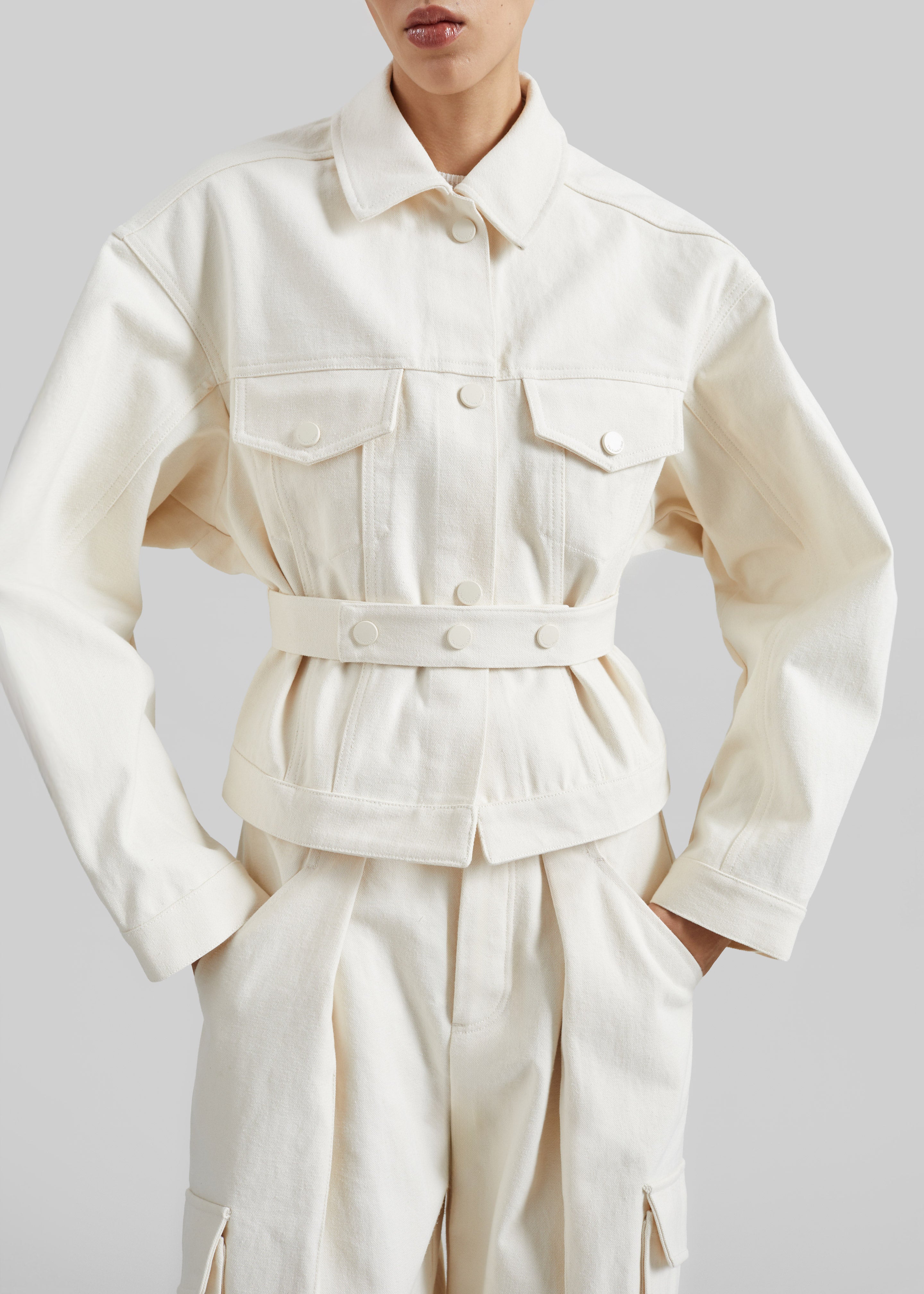 Oslo Cotton Cinched Jacket - Beige - 2