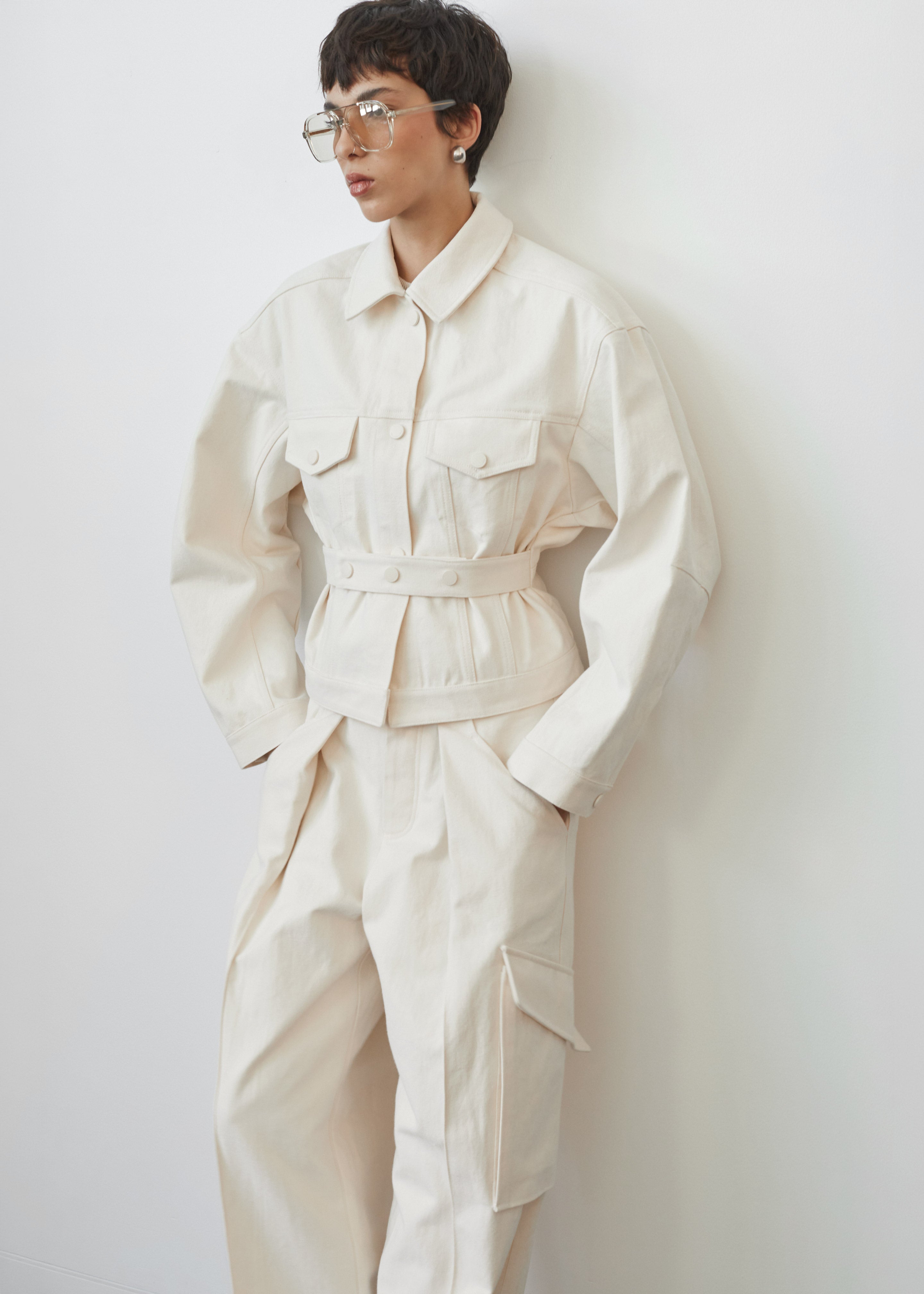Oslo Cotton Cinched Jacket - Beige - 1
