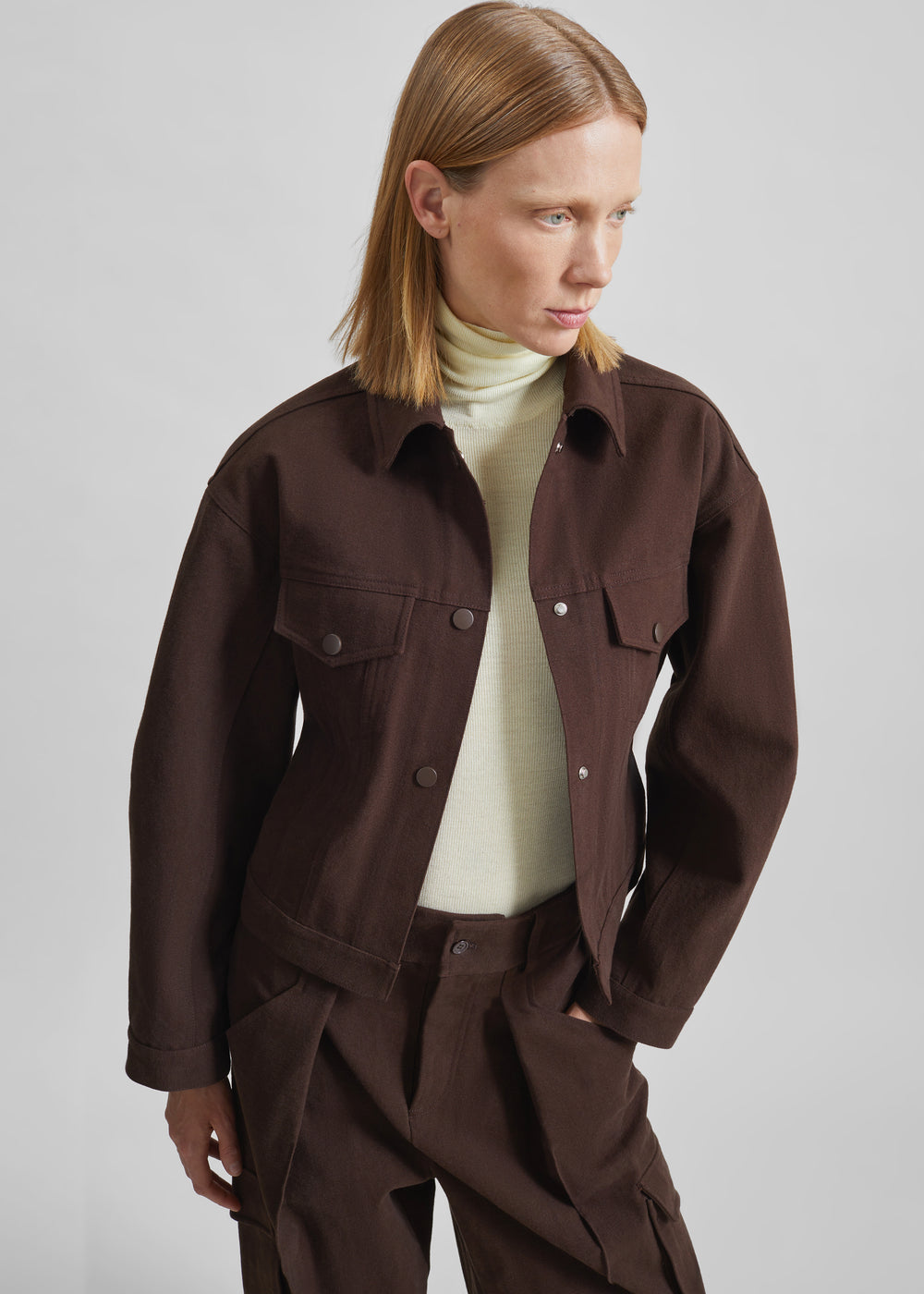 Oslo Cotton Cinched Jacket - Brown - 1