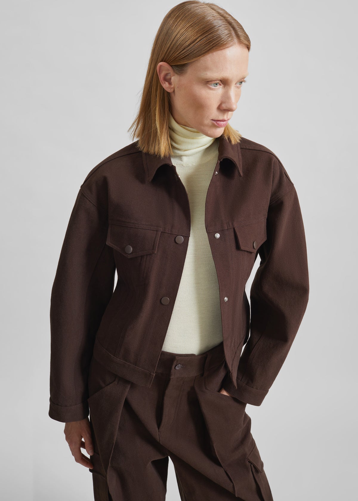 Oslo Cotton Cinched Jacket - Brown - 2