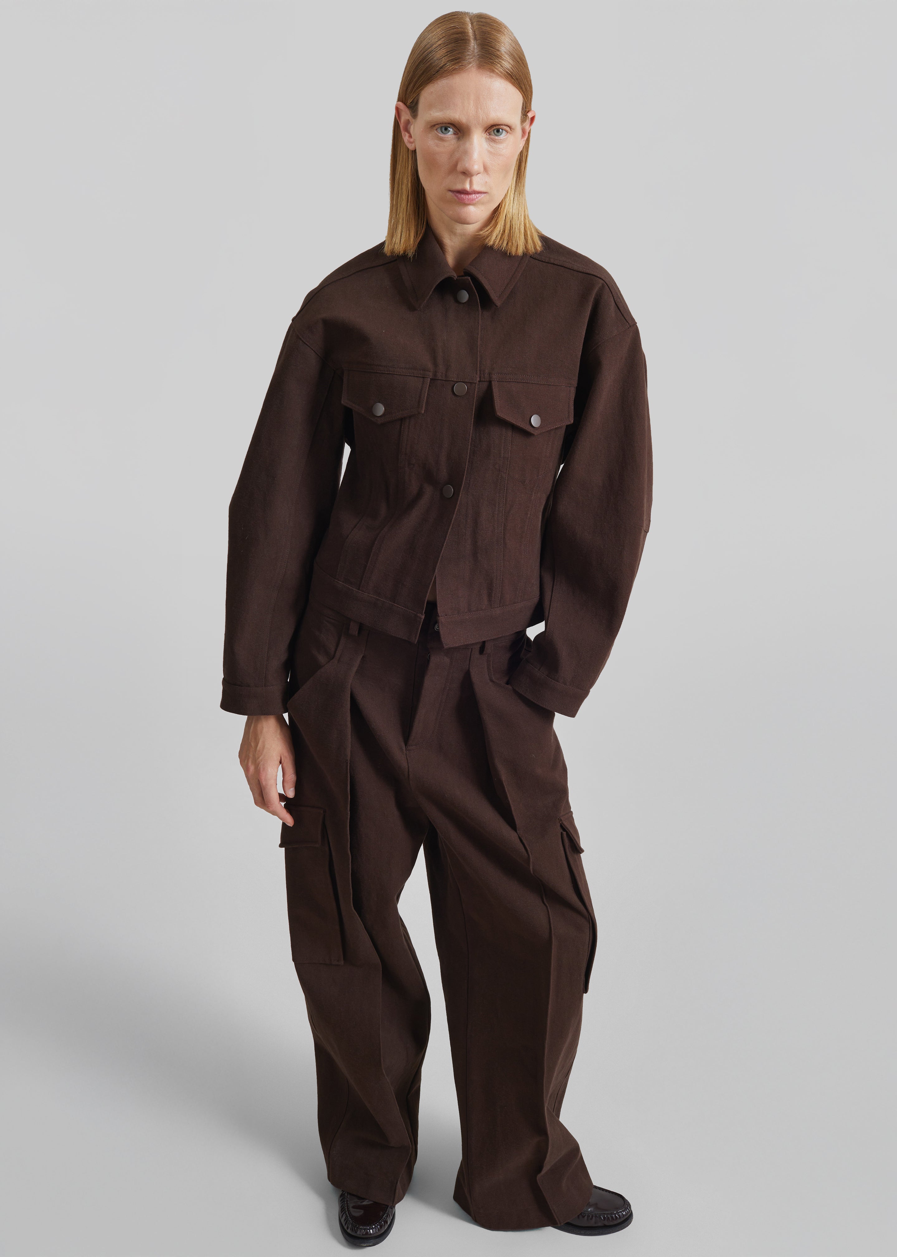 Oslo Cotton Cinched Jacket - Brown - 3