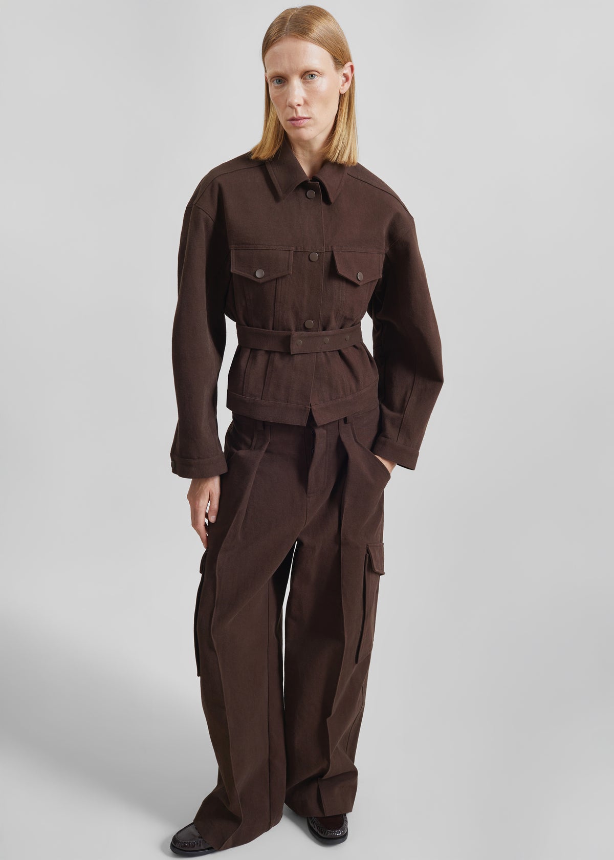 Oslo Cotton Cinched Jacket - Brown - 5