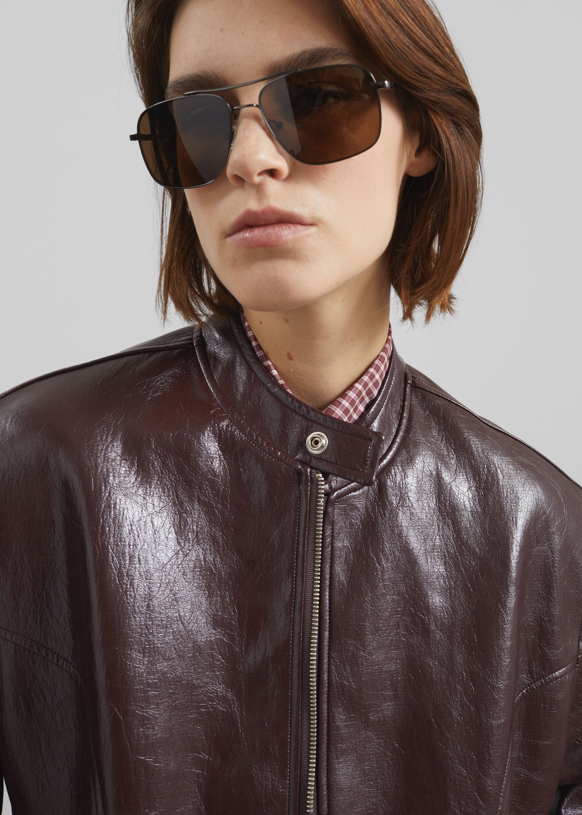 Ostend Faux Leather Biker Jacket - Burgundy - 2