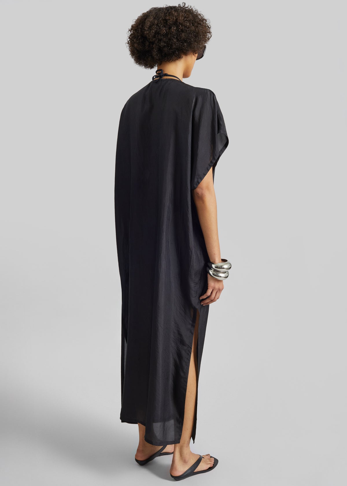Ostuni Sheer Fluid Kaftan Dress - Black - 6