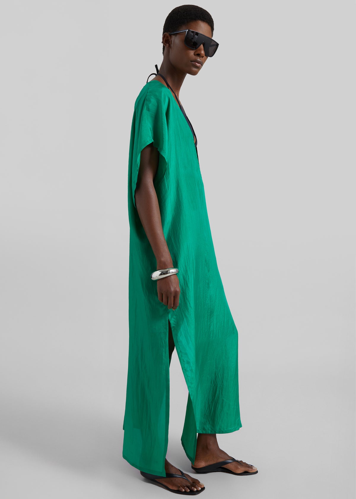 Ostuni Sheer Fluid Kaftan Dress - Emerald - 4
