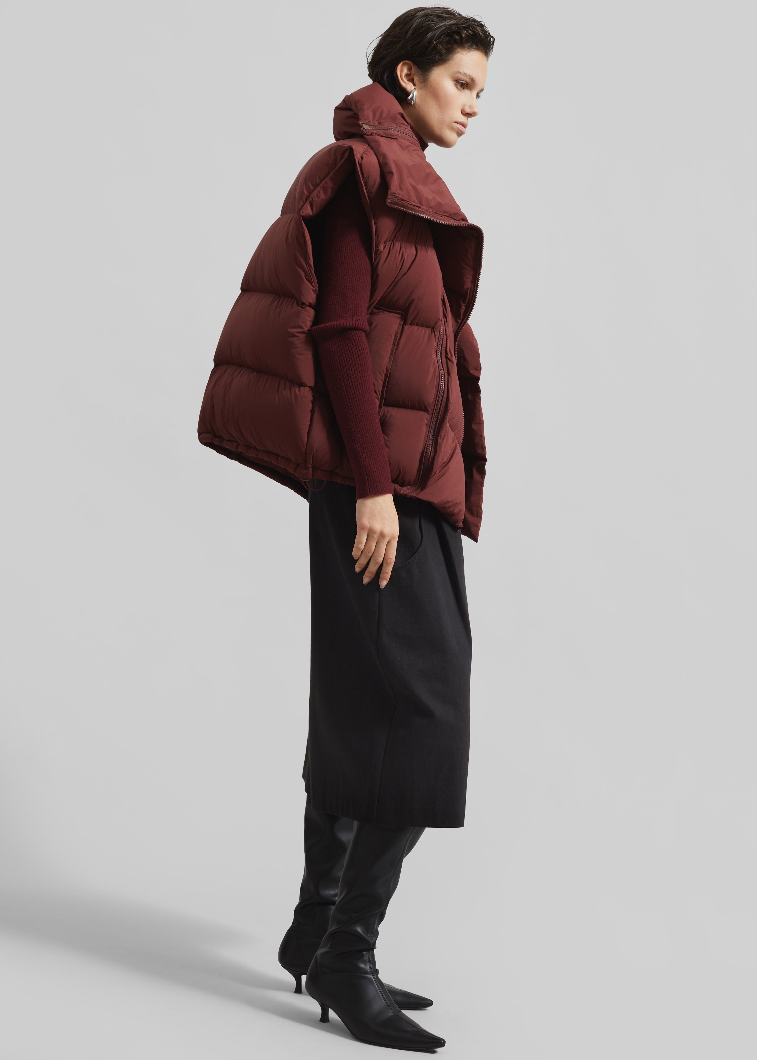 Otley Sleeveless Puffer Vest - Burgundy - 7