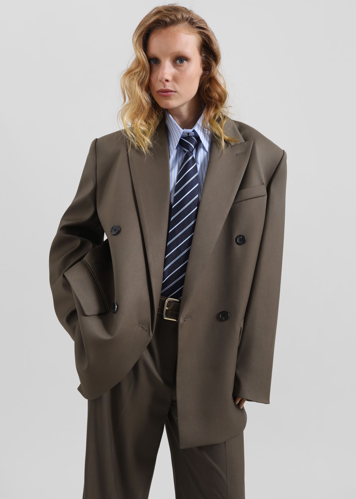 Pallen Double Breasted Blazer - Brown - 14