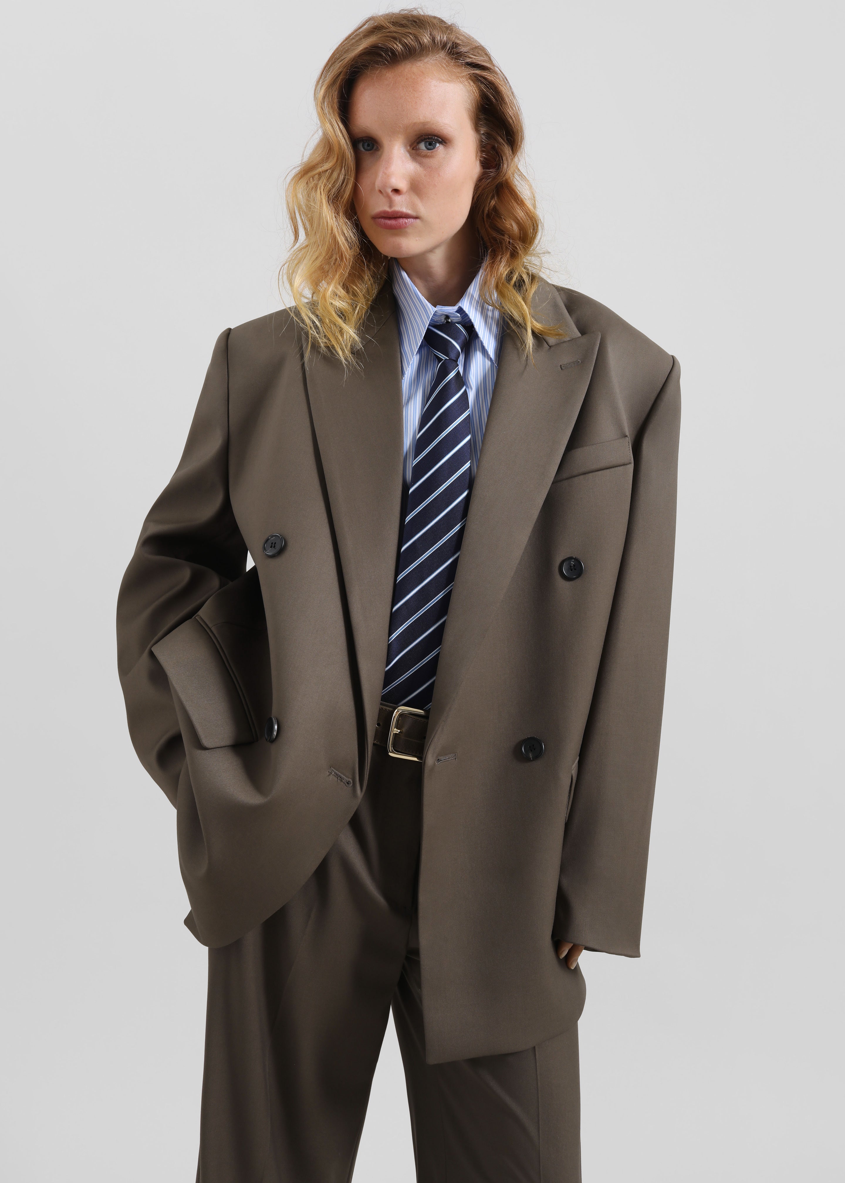 Pallen Double Breasted Blazer - Brown - 14