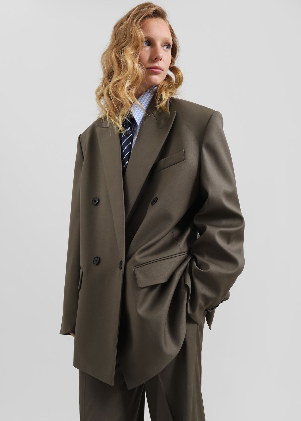 Pallen Double Breasted Blazer - Brown - 16