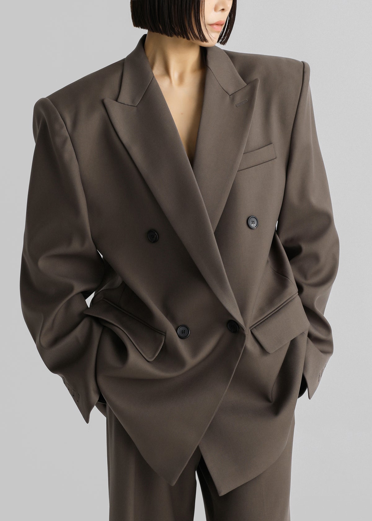Pallen Double Breasted Blazer - Brown - 7