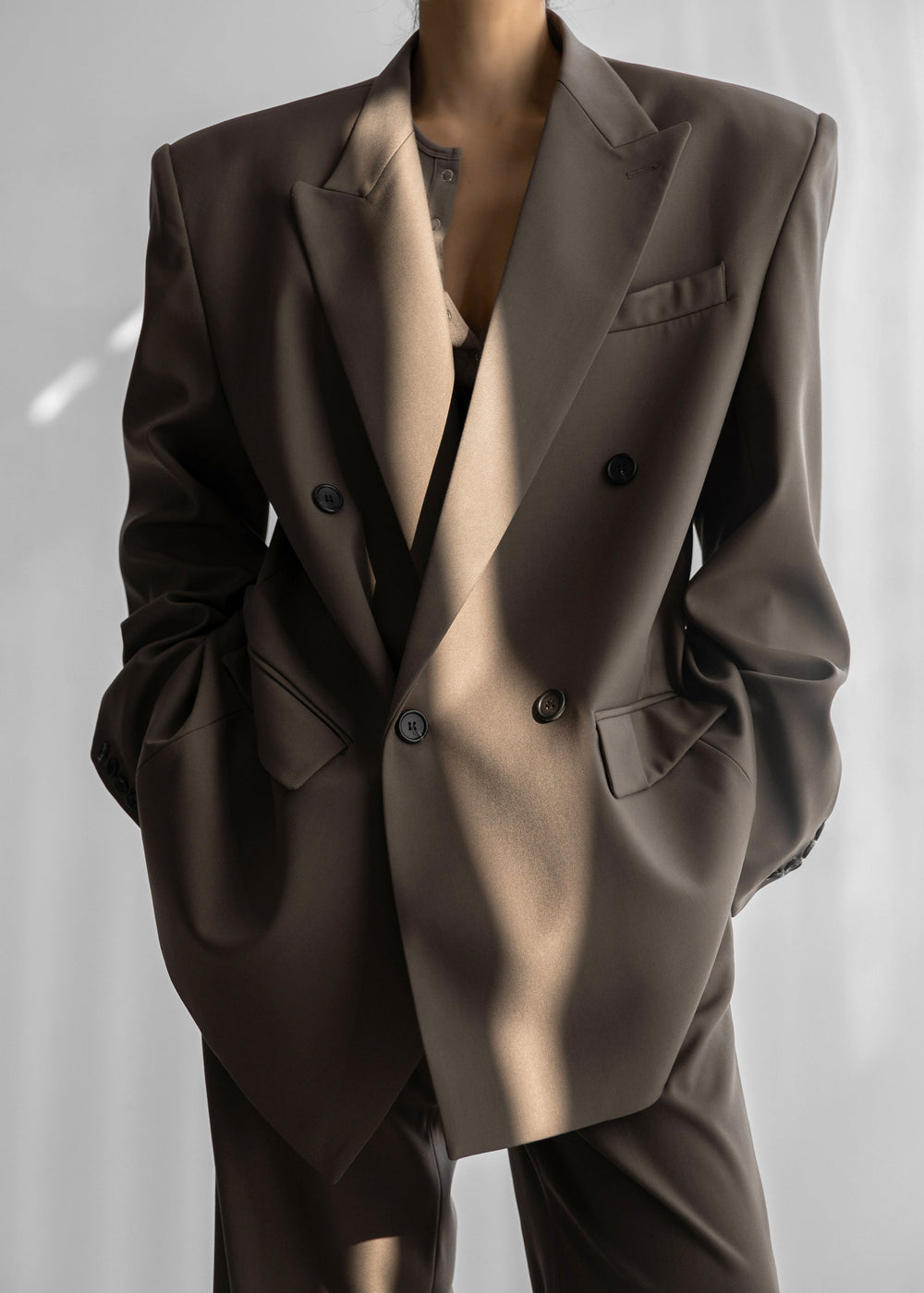 Pallen Double Breasted Blazer - Brown