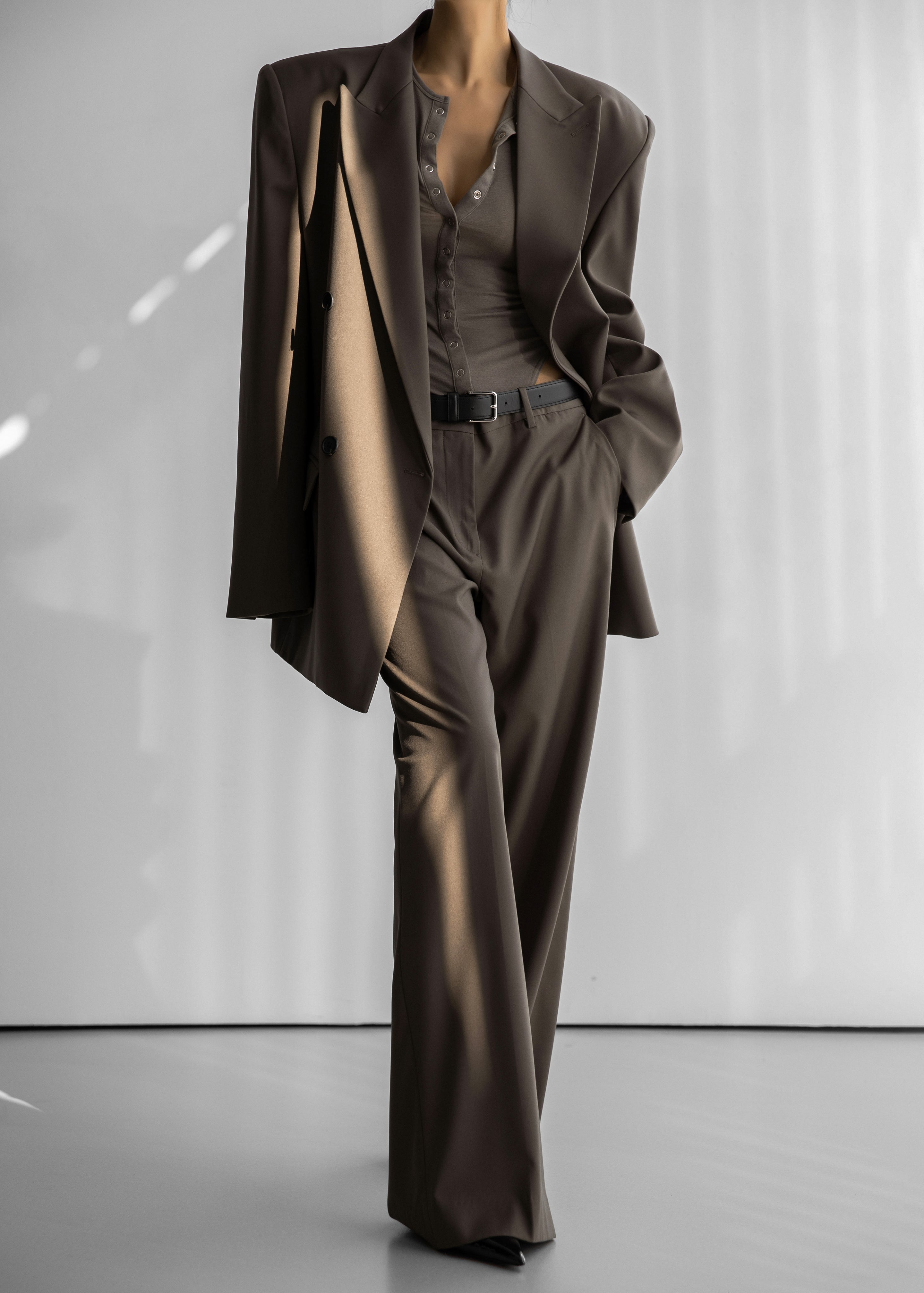 Pallen Wide Trousers - Brown - 1