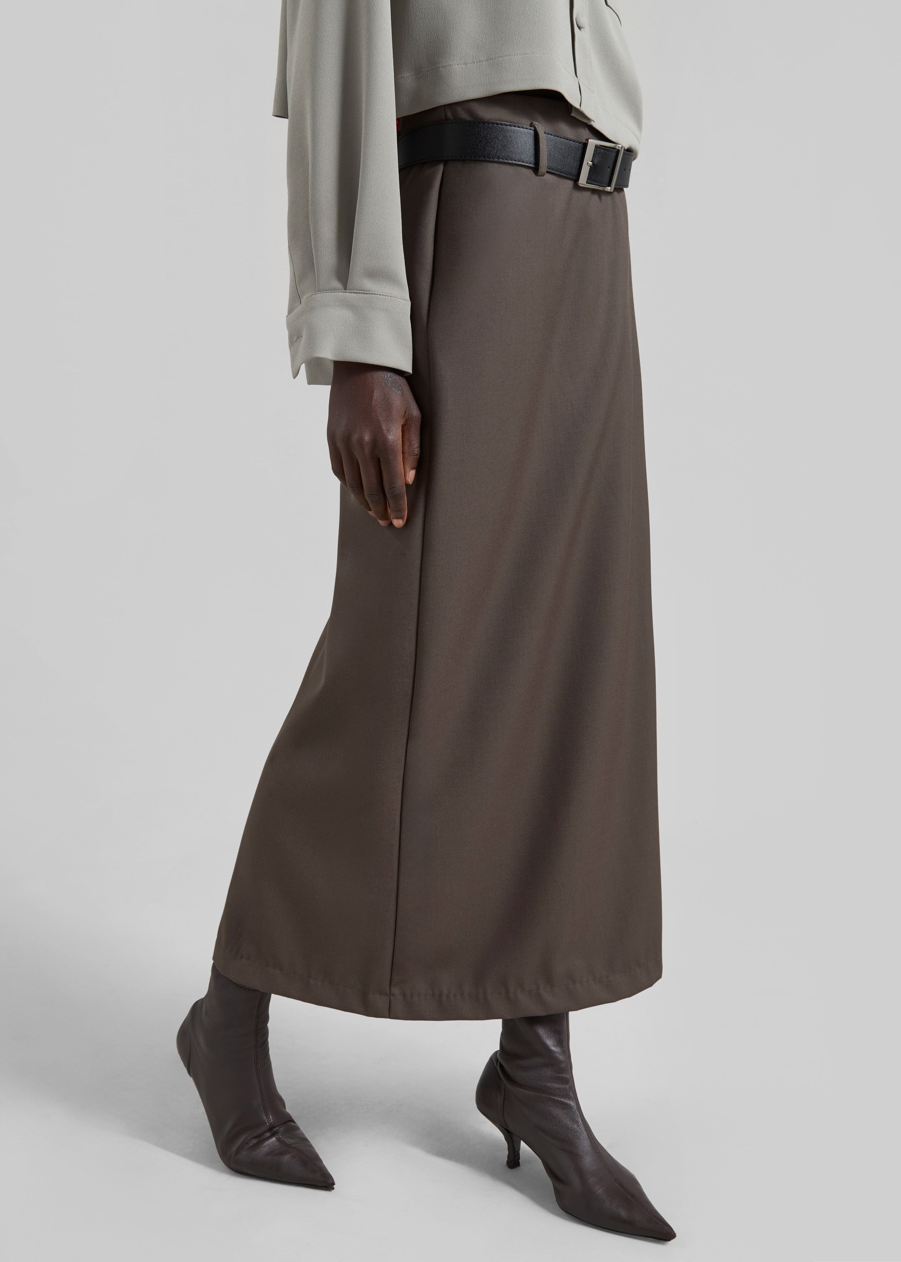 Palmela Belted Pencil Skirt - Dark Taupe - 4