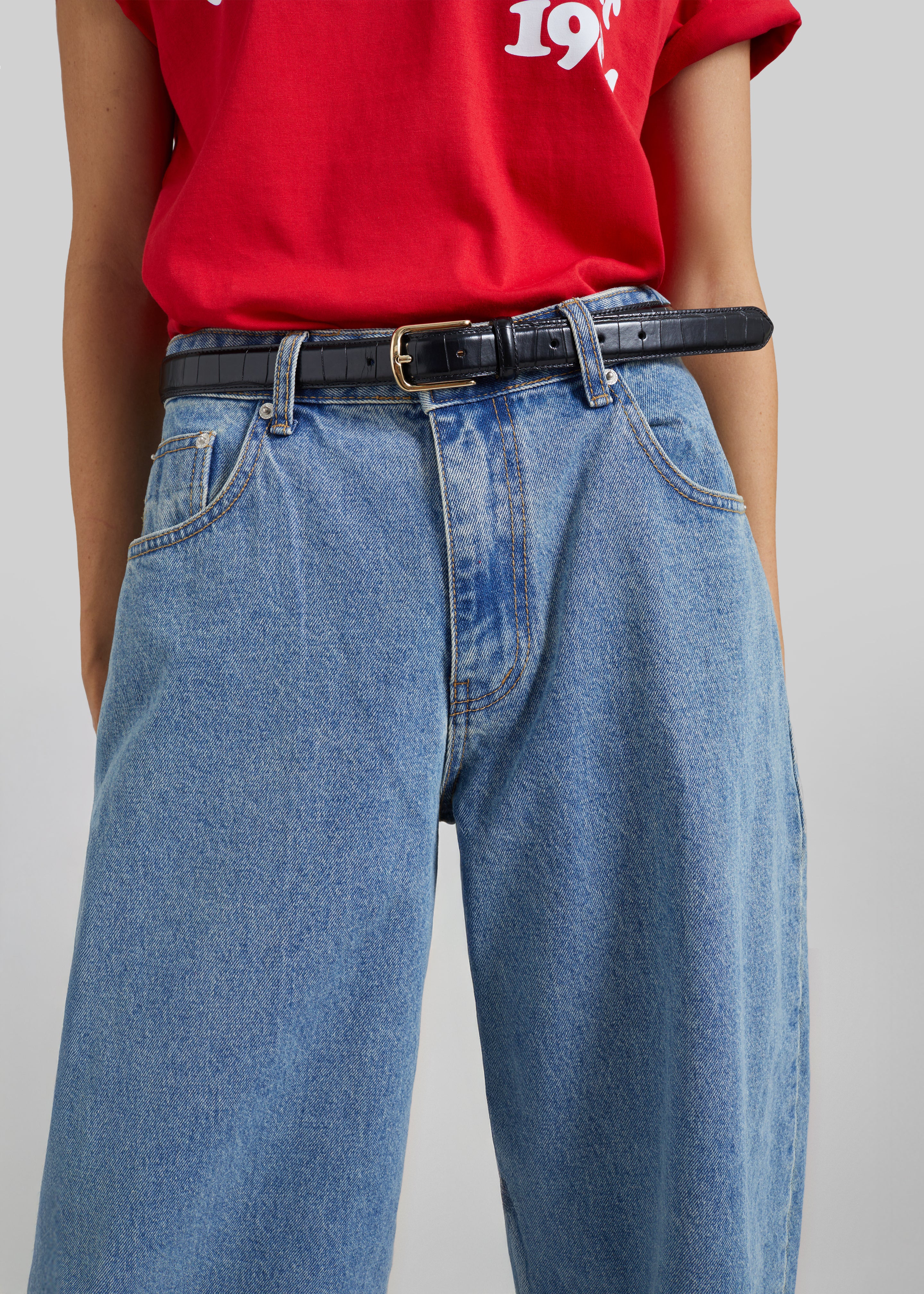 Palmi Cropped Barrel Leg Jeans - Medium Wash - 4