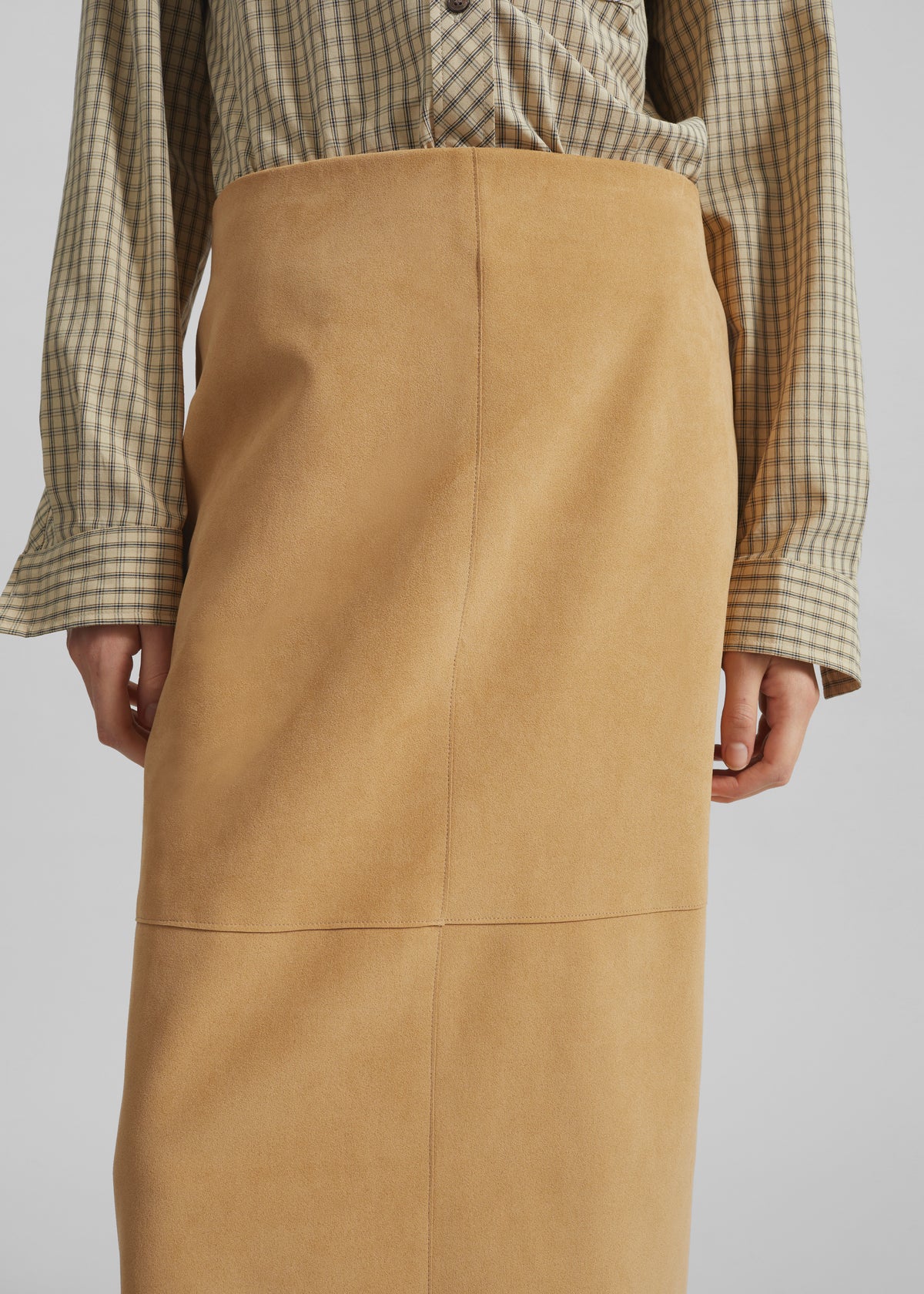 Pavia Faux Suede Pencil Skirt Camel – The Frankie Shop