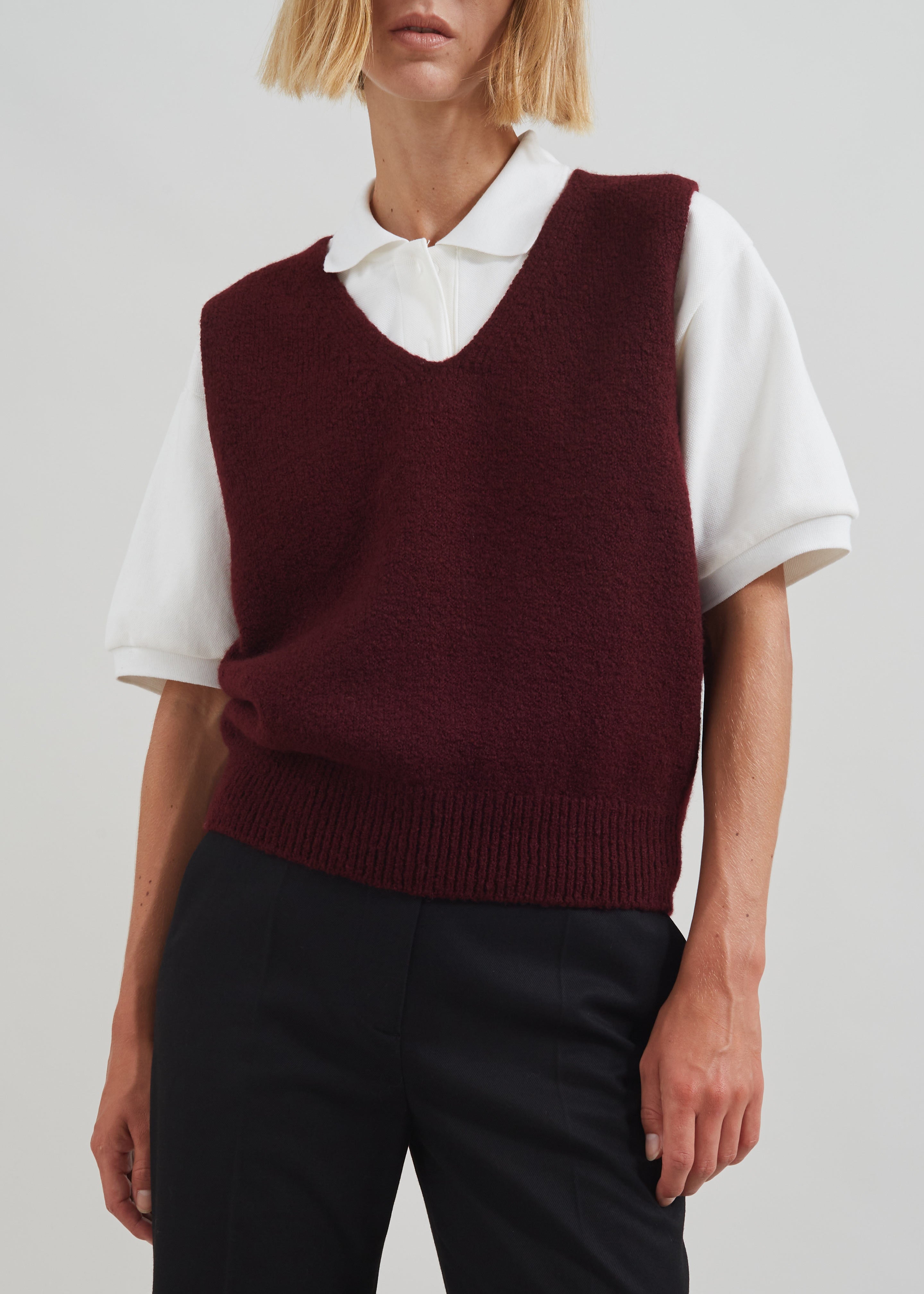 Pavia Knit Vest - Burgundy - 4