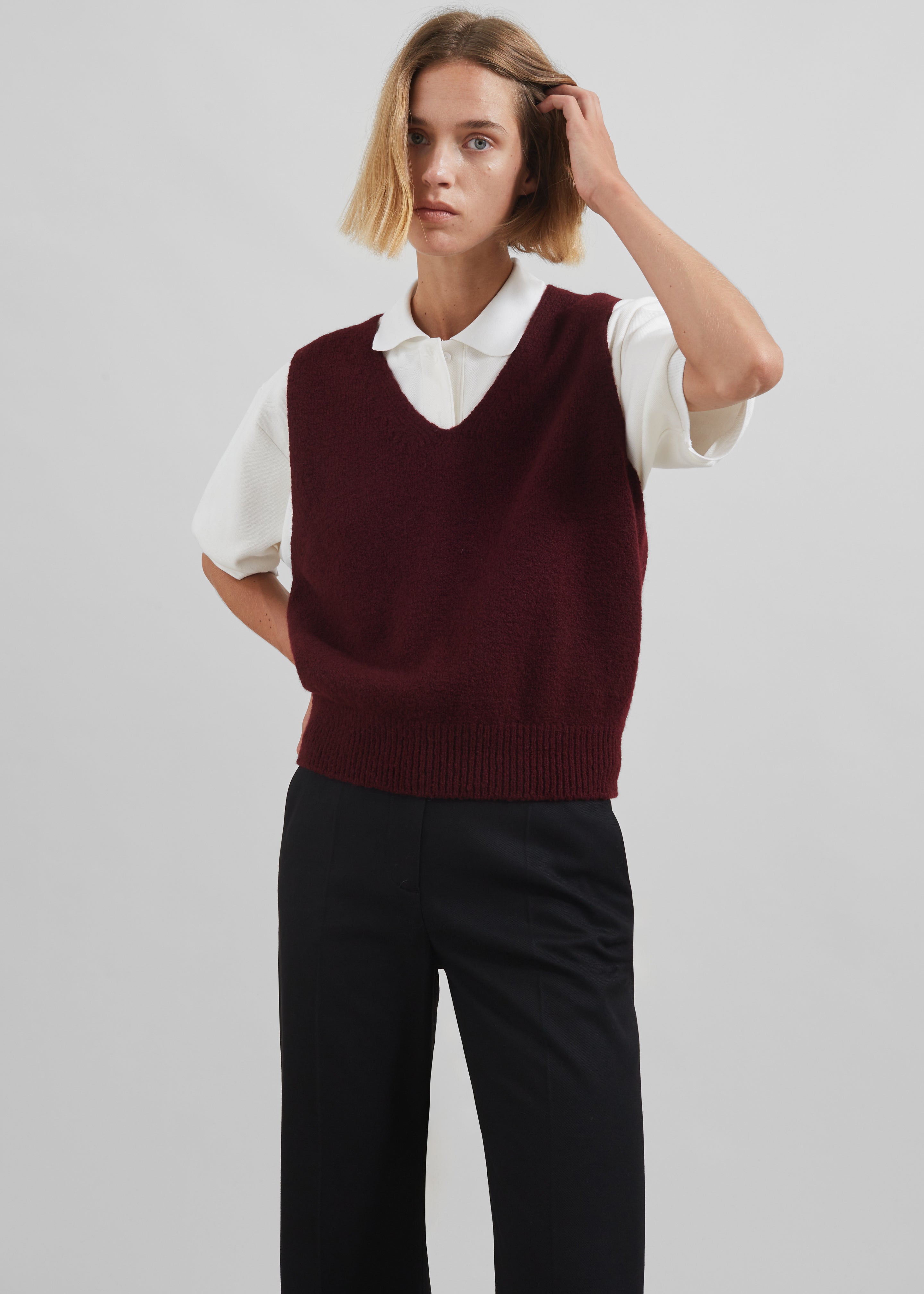 Pavia Knit Vest - Burgundy - 5