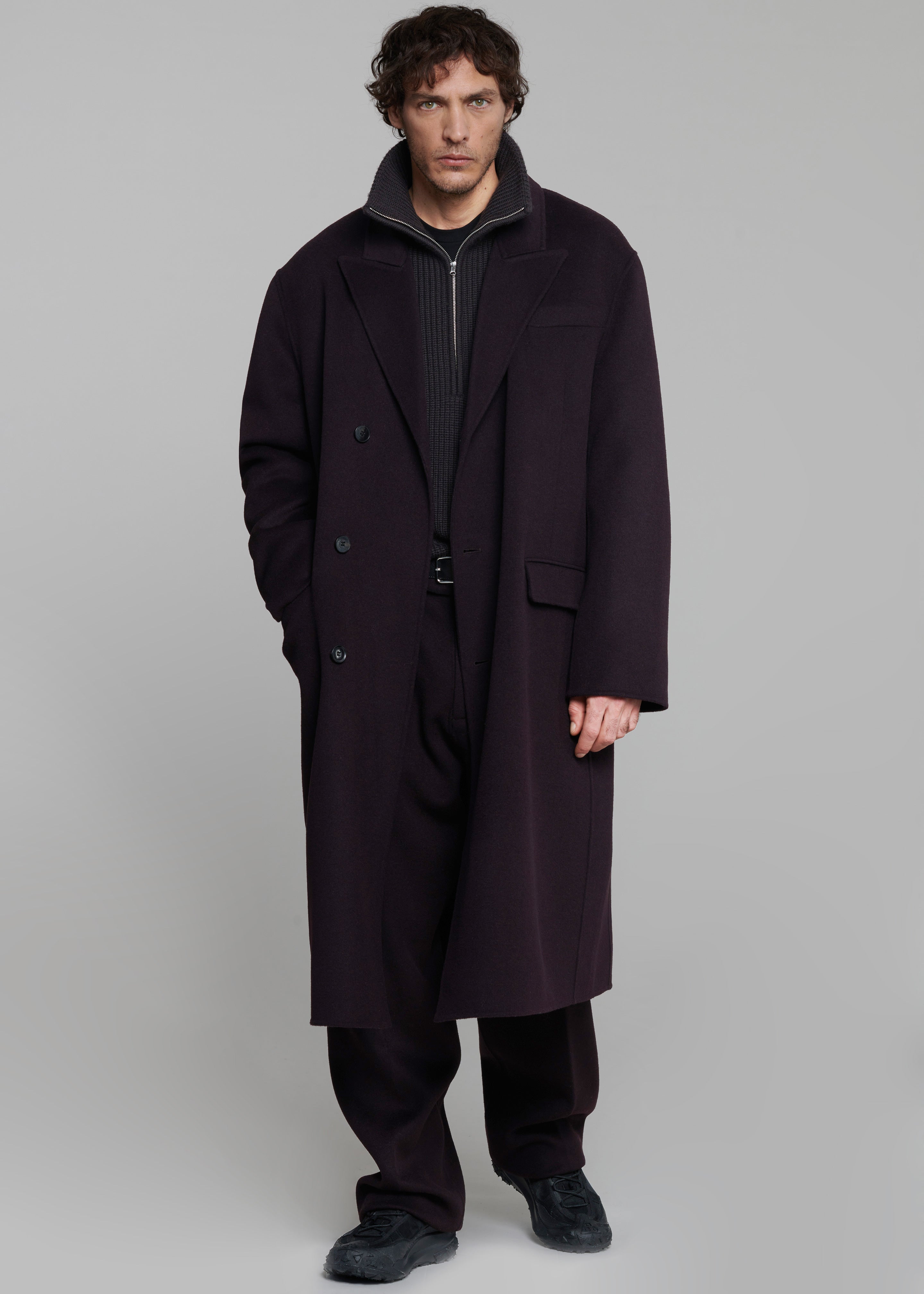 Paxton Wool Coat - Dark Plum - 1