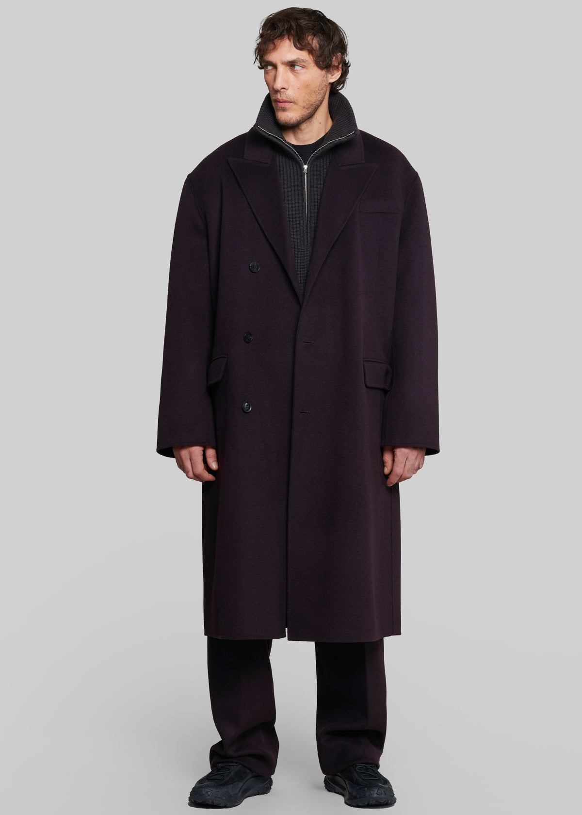 Paxton Wool Coat - Dark Plum
