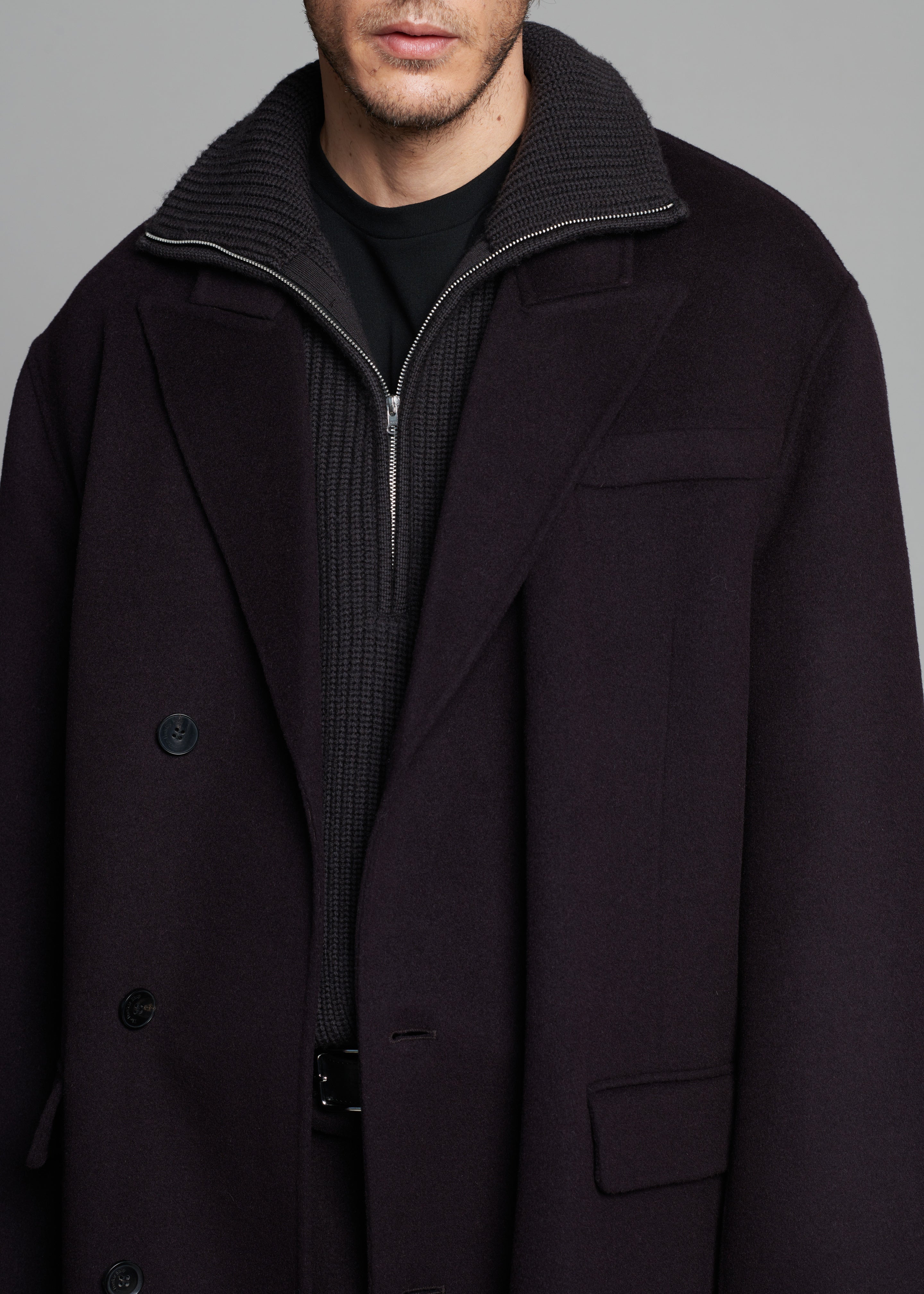 Paxton Wool Coat - Dark Plum - 3