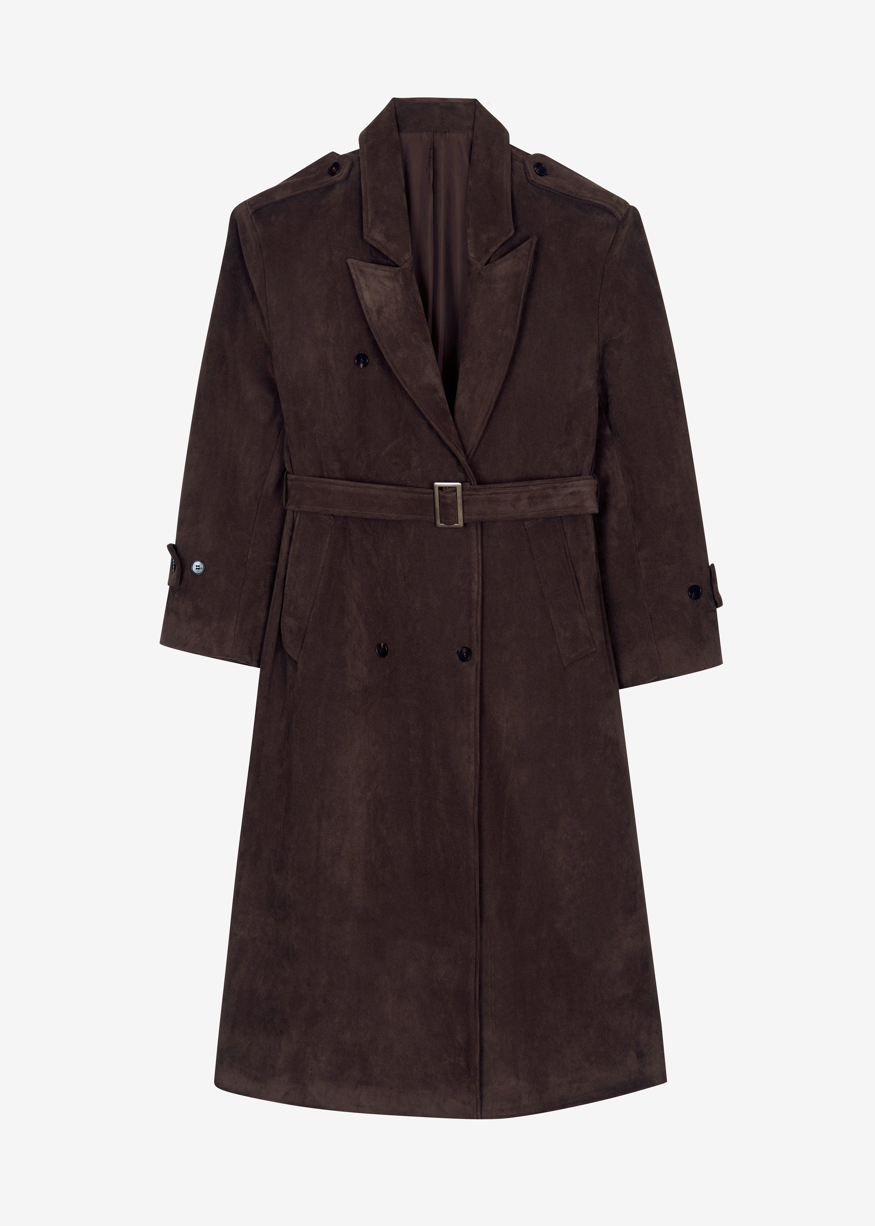 Pembroke Faux Suede Trench - Brown - 11