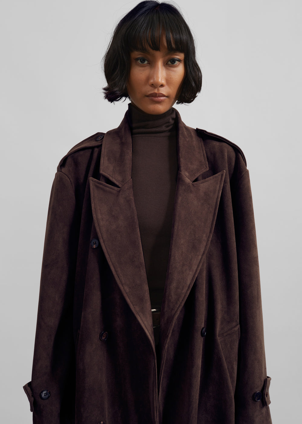 Pembroke Faux Suede Trench - Brown - 1