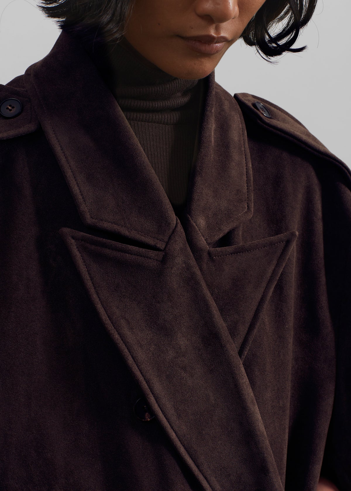 Pembroke Faux Suede Trench - Brown - 6