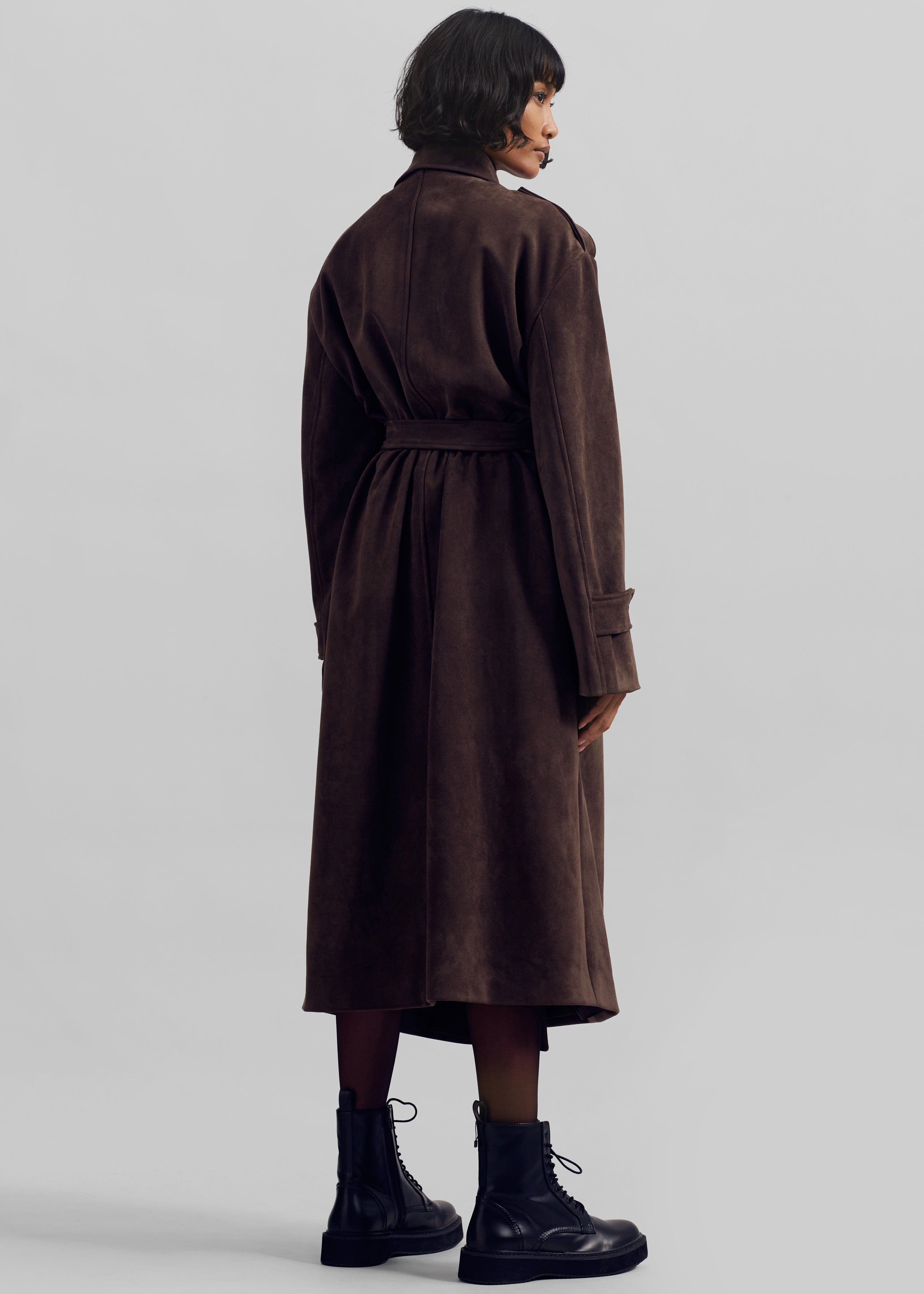 Pembroke Faux Suede Trench - Brown - 10