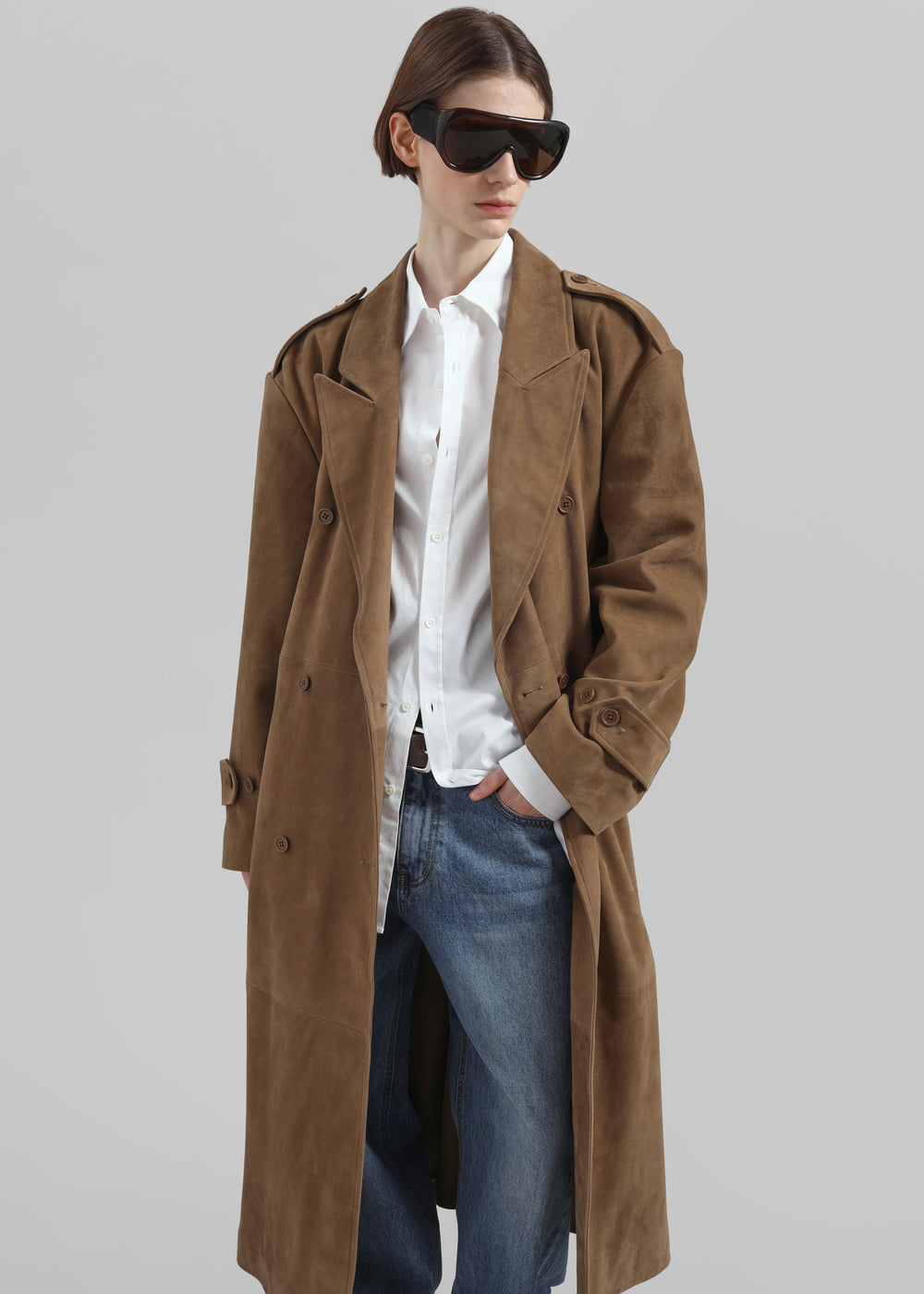 Pembroke Faux Suede Trench - Camel - 1
