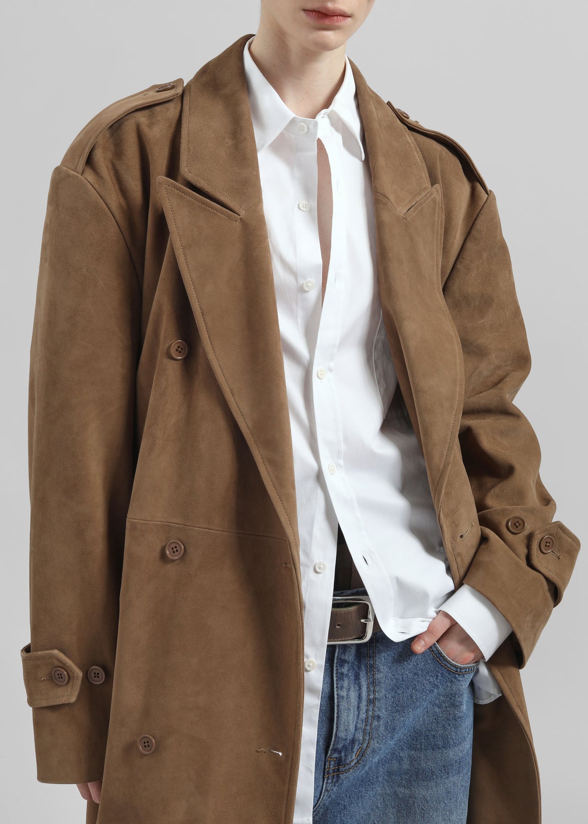 Pembroke Faux Suede Trench - Camel - 4