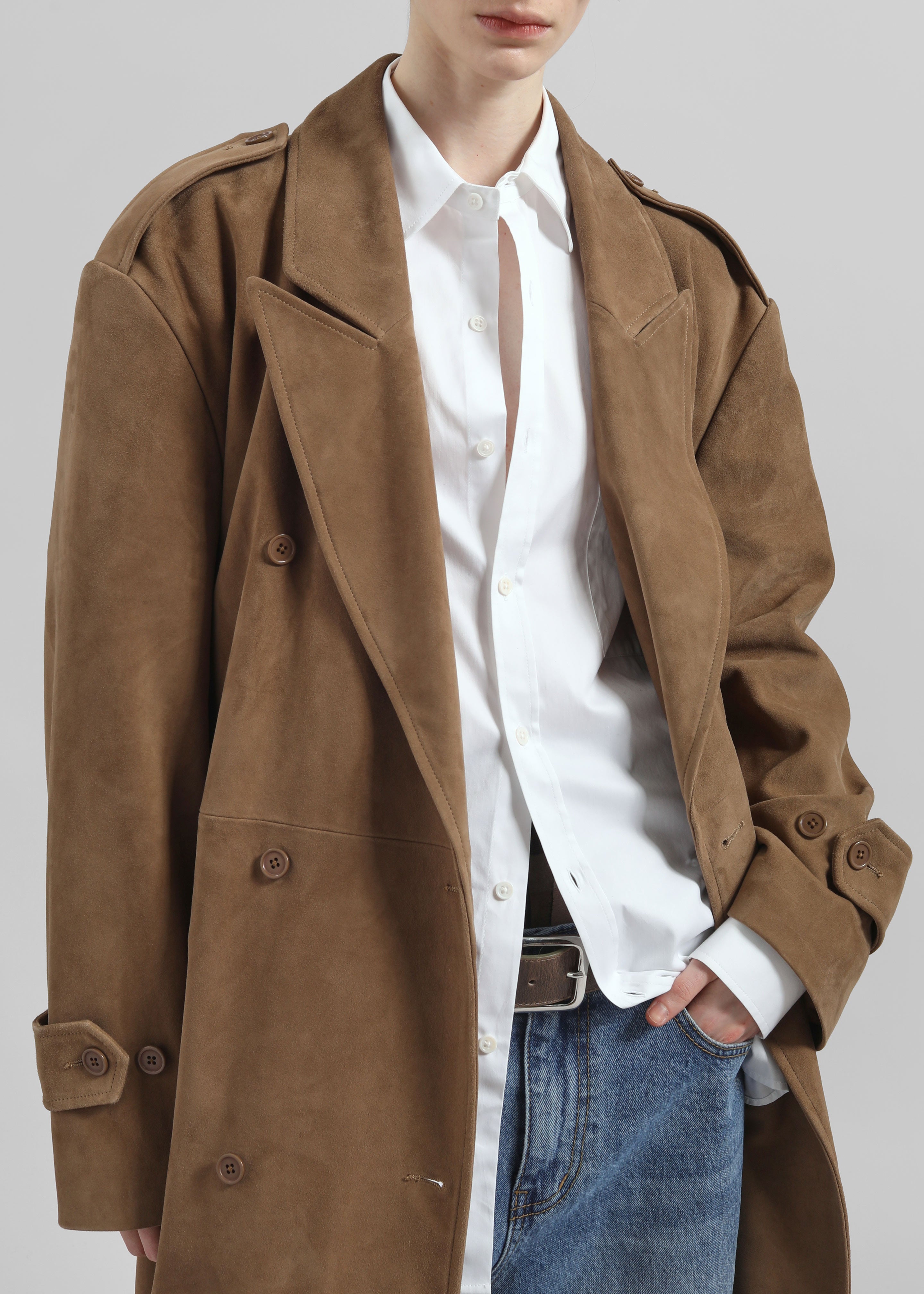 Pembroke Faux Suede Trench - Camel - 4