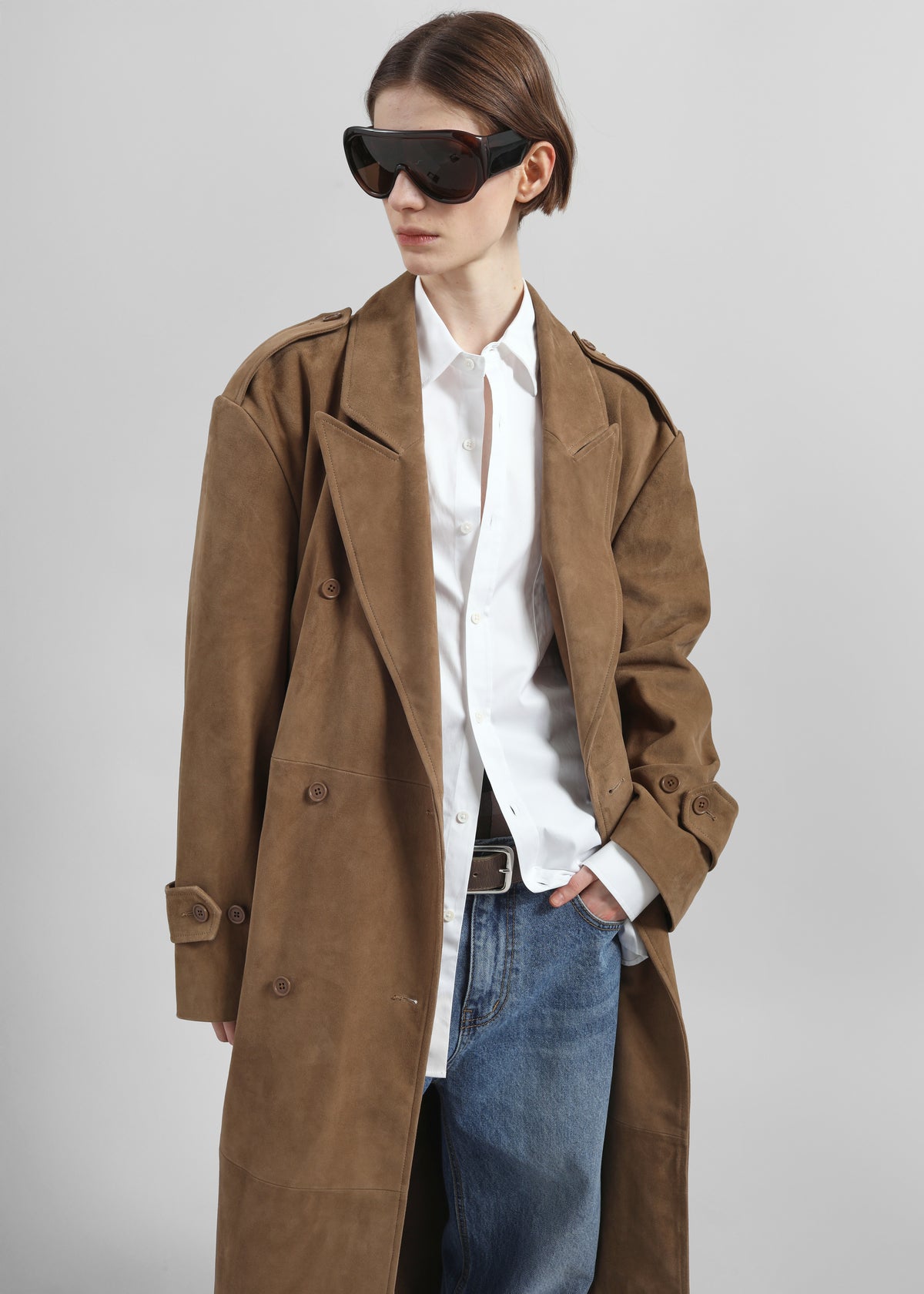 Pembroke Faux Suede Trench - Camel - 5
