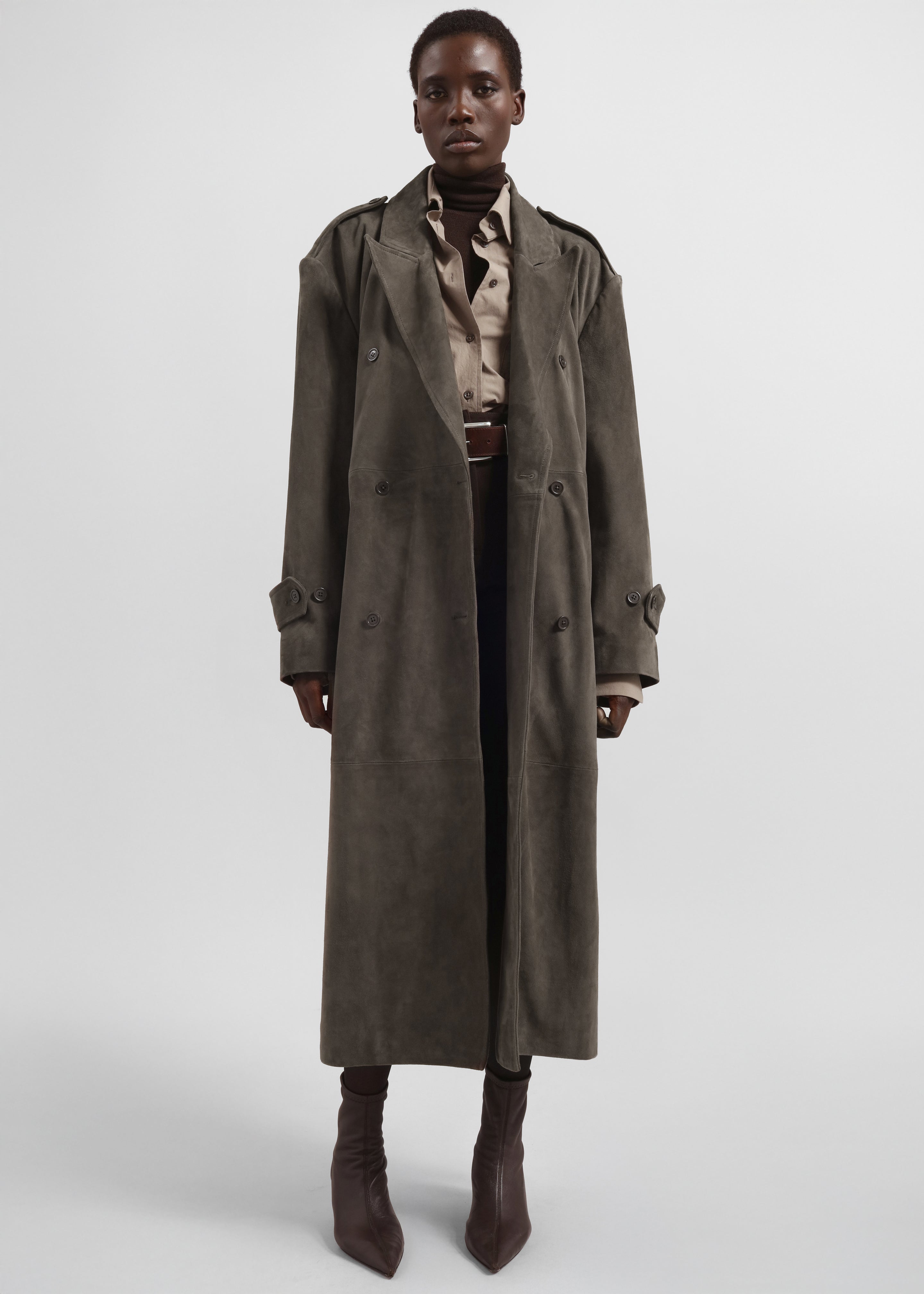 Pembroke Faux Suede Trench - Mousse - 5