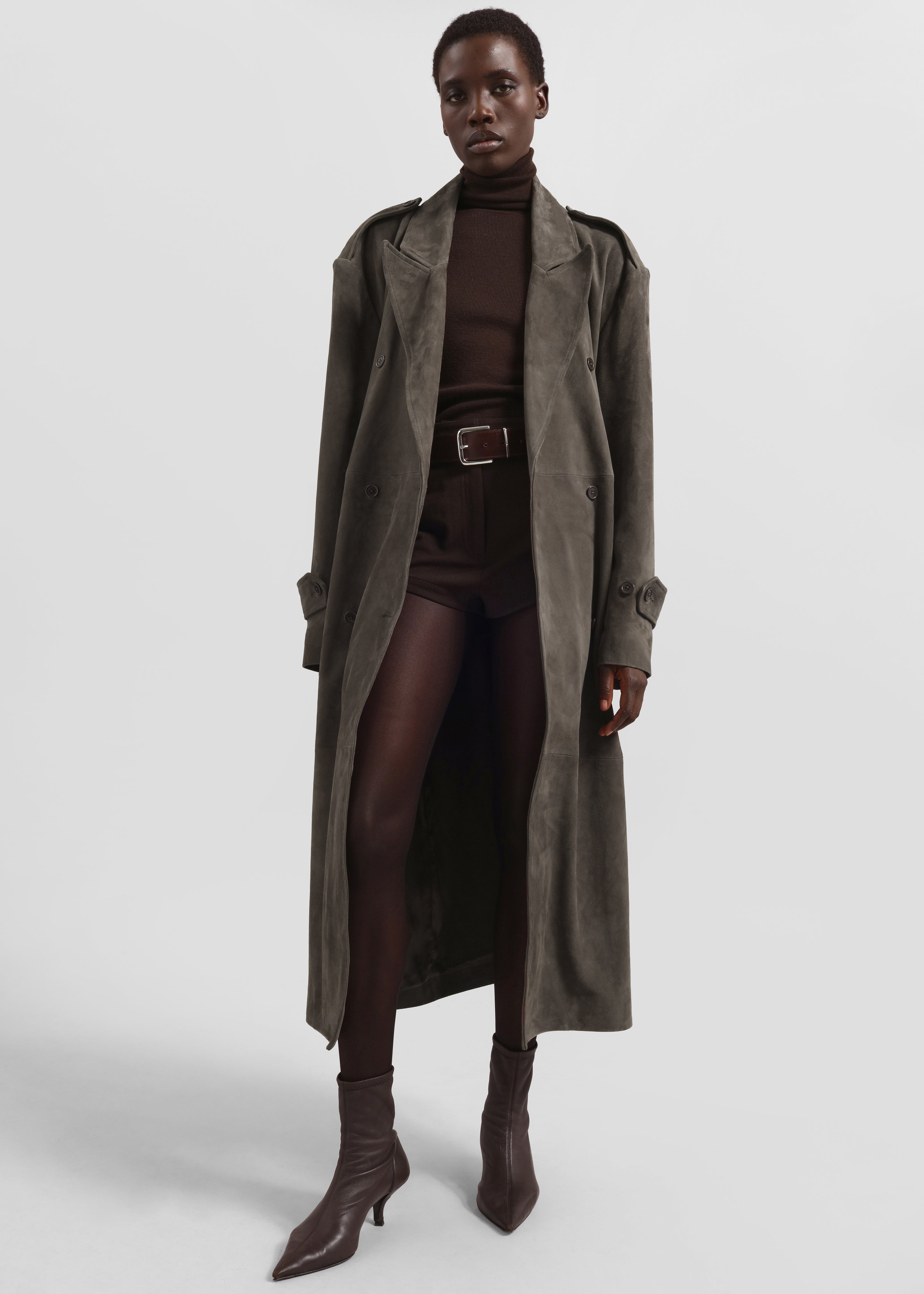 Pembroke Faux Suede Trench - Mousse - 1