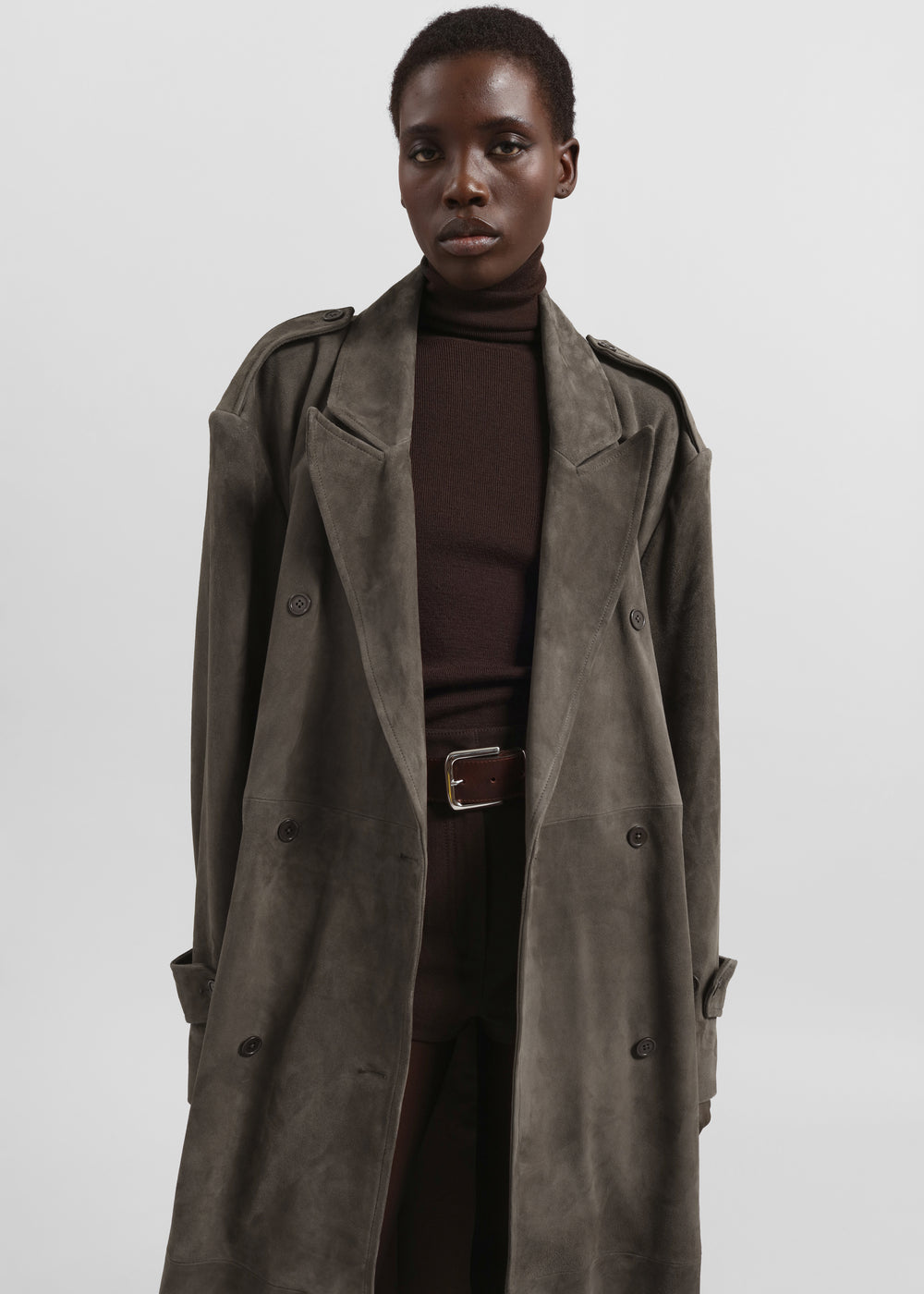 Pembroke Faux Suede Trench - Mousse - 1